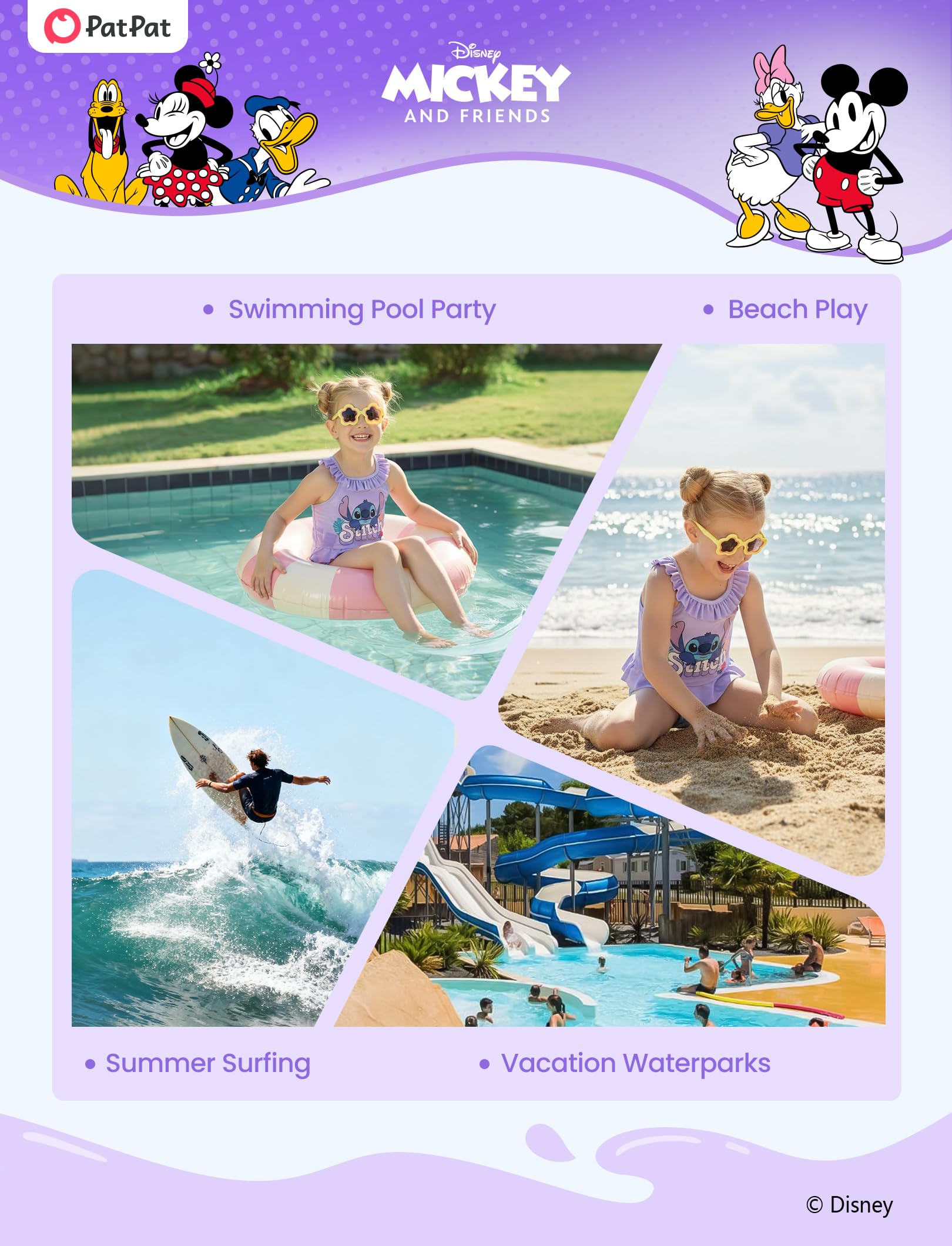 Disney Mickey and Friends Mädchen Rashguard Sommer Badeanzug