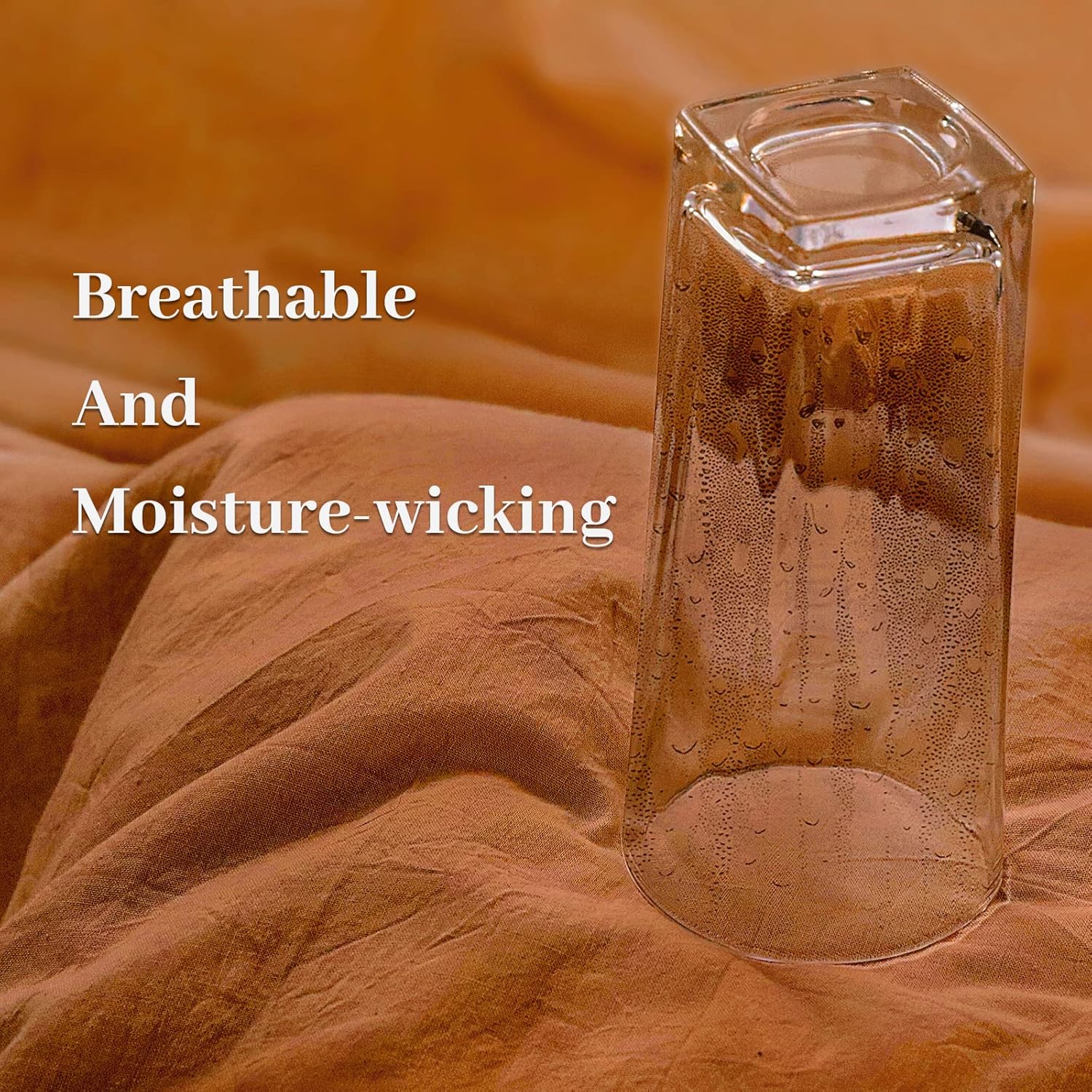 NEXHOME PRO Duvet Cover Set 100% Washed Cotton Oversized King 120"x98" Linen Feel Textured Organic Natural 3 Pieces Bedding Set Terracotta Burnt Orange with Zipper Closure Breathable(No Comforter) - Image 5