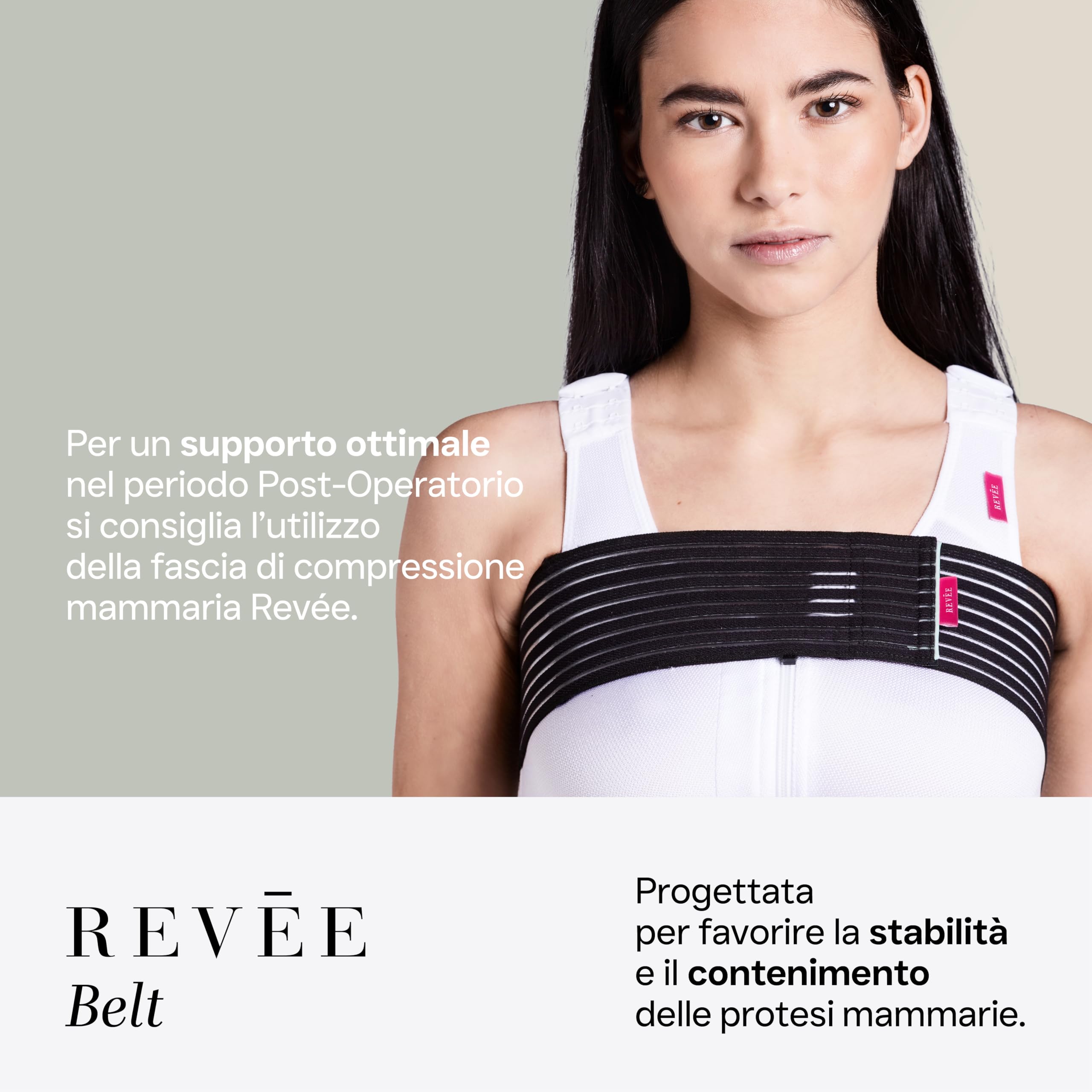 REVÉE Reggiseno Post-Operatorio - Reggiseno Donna a Fascia per Mastoplastica Additiva, Riduttiva, Sostituzione Protesi, Oncoplastica, Quadrantectomia - Bra Laetitia