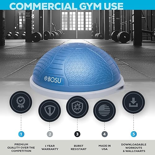 Miniatura 2 de BOSU NexGen - Entrenador de equilibrio de fuerza y flexibilidad de 25 pulgadas con superficie antideslizante de goma y bomba de aire de mano