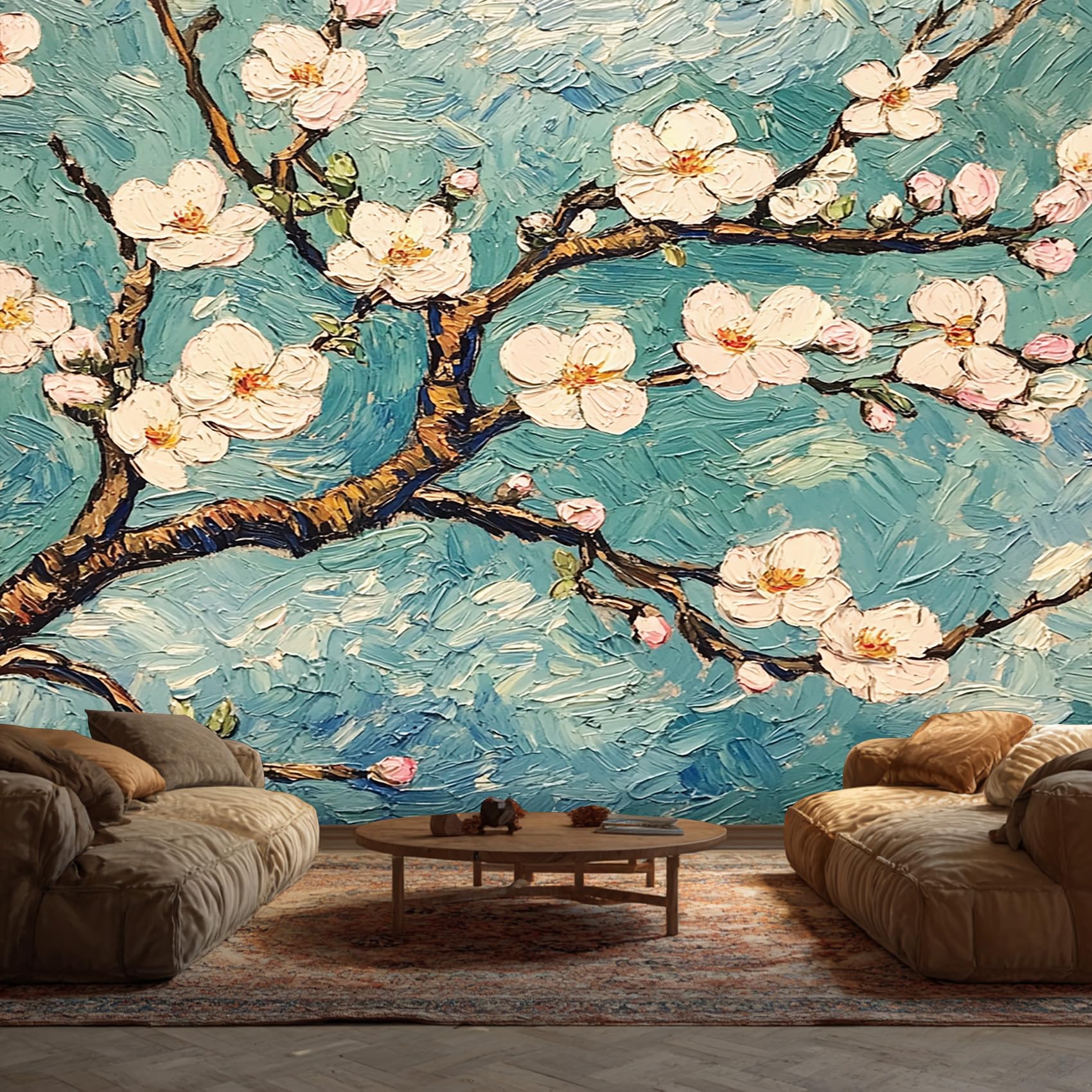 Cherry Blossom Wallpaper - Japanese White Floral Wall Mural - Wall Murals for Living Room Bedroom - Photo Wallpaper & Home Decor Art - 390 x 260 cm A-6156