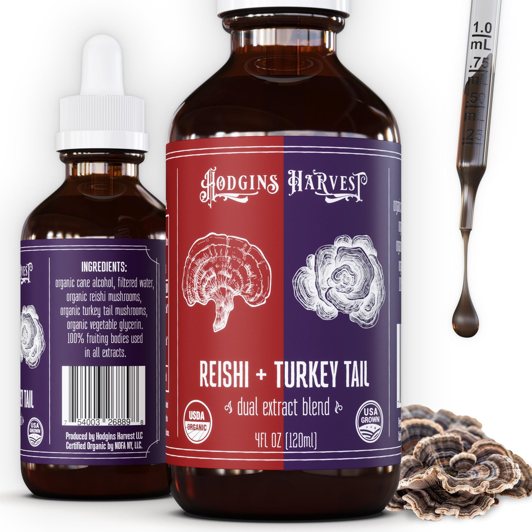 Hodgins Harvest Reishi + Turkey Tail Tincture | Made with Mushrooms Grown On Our Farm in The USA | Dual Extract | Extra-Concentrated (4 fl oz) — Amazon image 6