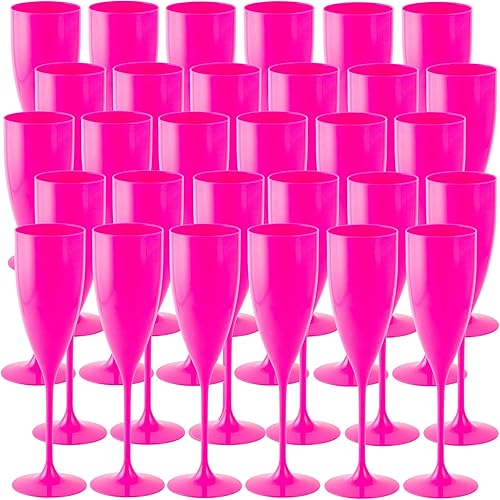 30 copas de champán acrílicas rosadas - Duraderas, elegantes e inastillables - Perfecto para bodas, fiestas y eventos - 5.4 onzas líquidas