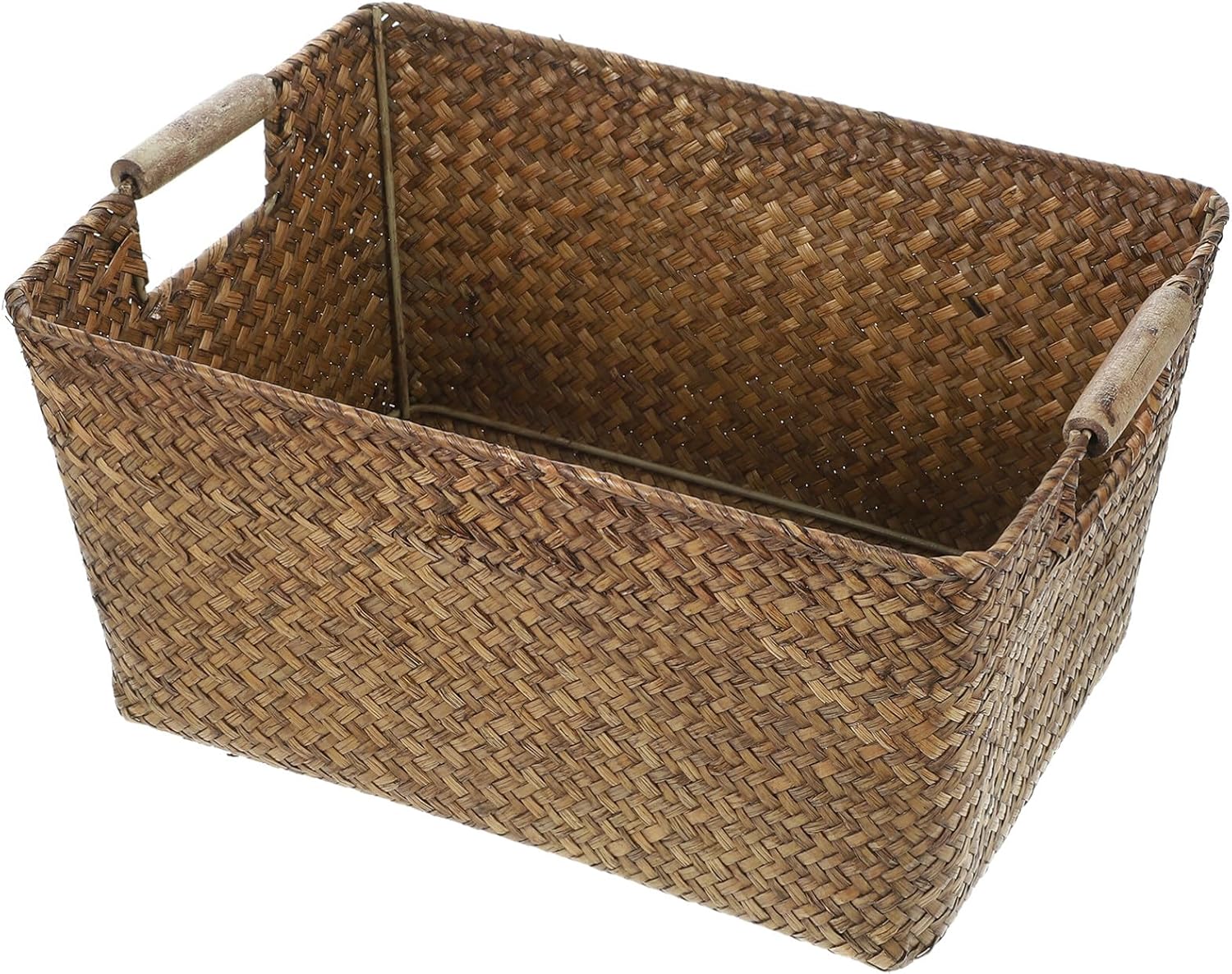 ABOOFAN Natural Seagrass Storage Basket Woven Desktop Organizer for Kitchen Bathroom for Sundries Items