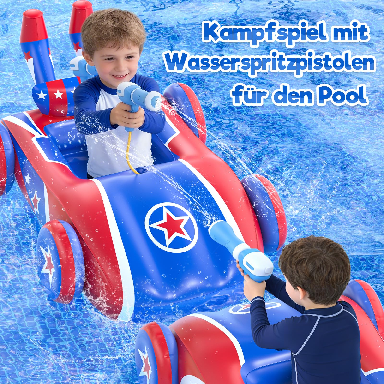 Schwimmring Kinder mit Wasserpistole,Aufblasbarer Schwimmreifen,Kinder Schlauchboot Schwimmring,Schwimmhilfe Schwimmsitz für Kleinkind von 3-8 Jahre Baby Schwimmring
