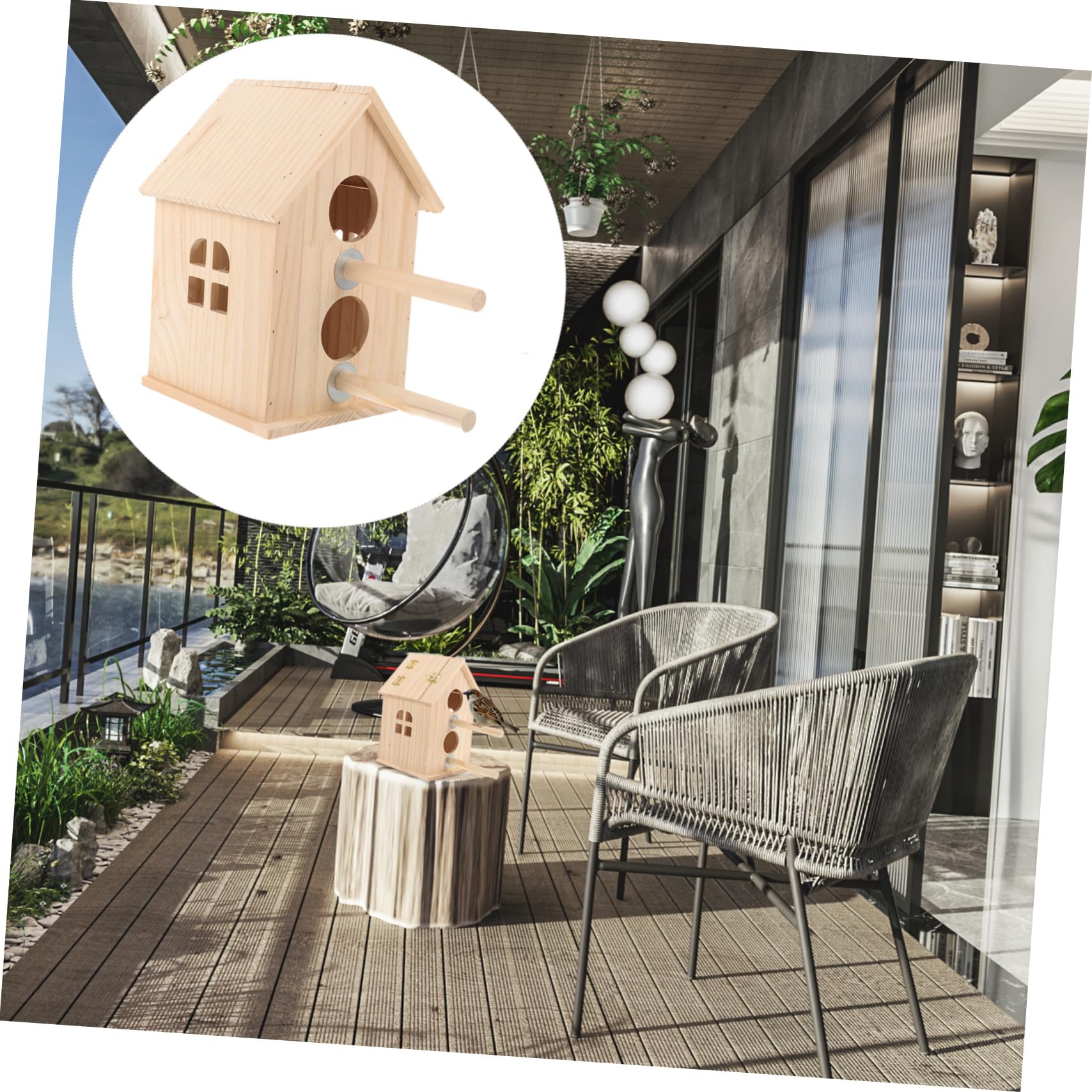 DOITOOL Caja terrario de Aves criadero de Madera Nido de pájaro de Madera Juguetes de Aves para periquitos munia casa de pájaros Suministros para Aves cabaña de Madera g5 Loro