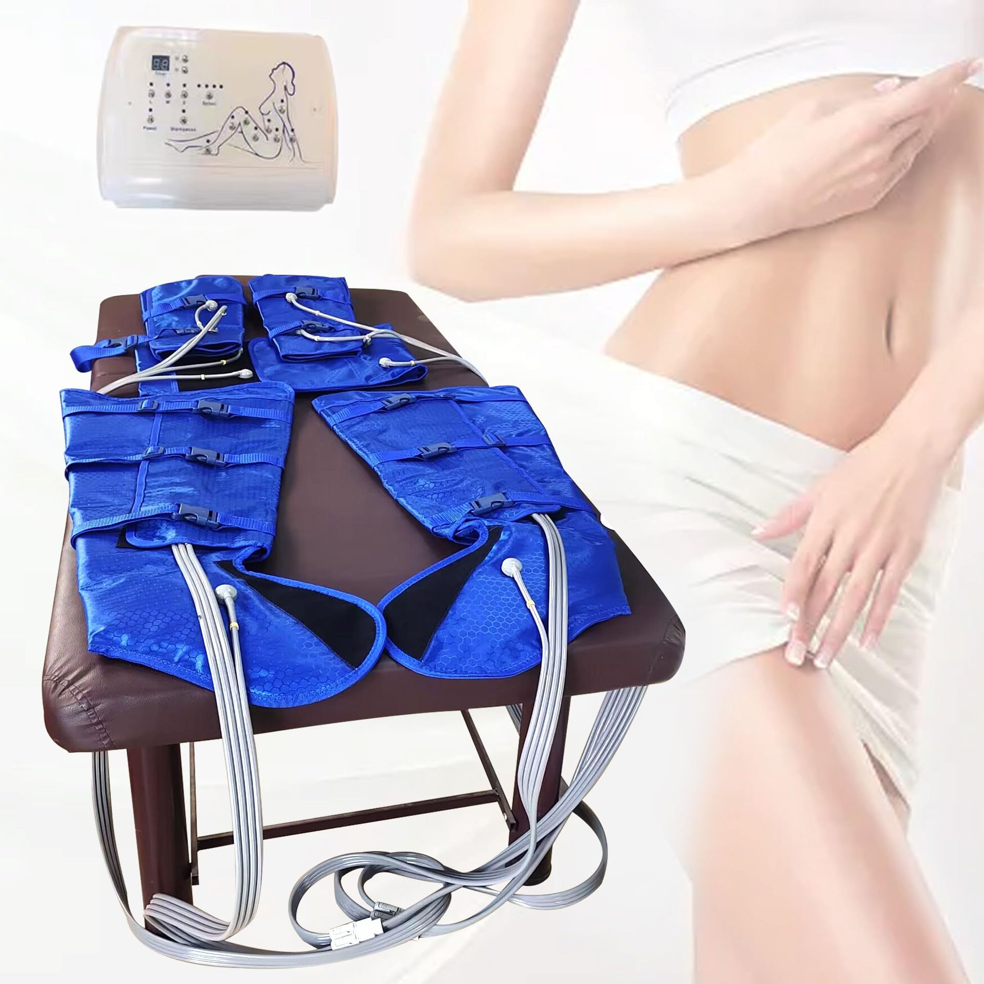 Apparecchio per Pressoterapia Linfatica Drenante | Con 16 Camere D'aria,Tuta Dimagrante per Gambe,Braccia E Vita,Dispositivo per Disintossicazione E Relax,Uso Domestico