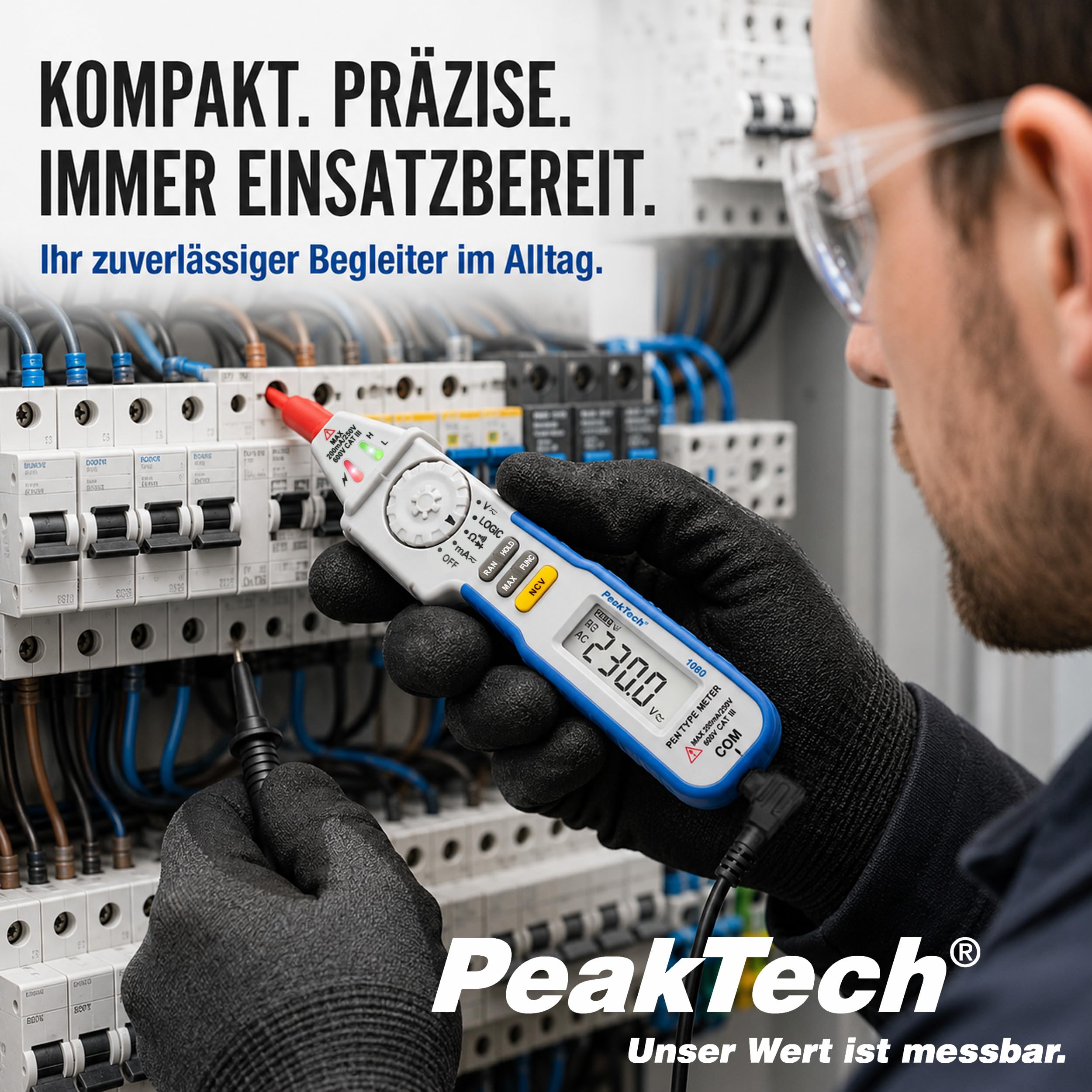 PeakTech P 1080 - Cyfrowy Multimetr piórkowy ~ 2.000 zliczeń ~ 600V AC/DC ~ z NCV