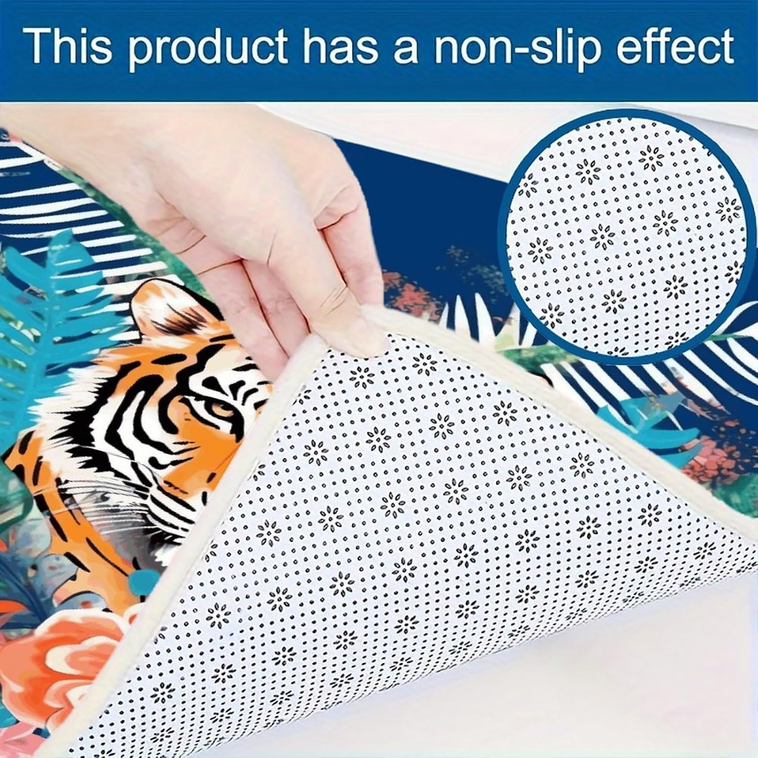 Tropical Tiger Print Kitchen Rugs Sets of 3 Washable Non Slip Kitchen Rug Water Resistant Carpet Piece Anti Fatigue Kitchen Mats Soft Comfort Standing Mat Modern Area Rug