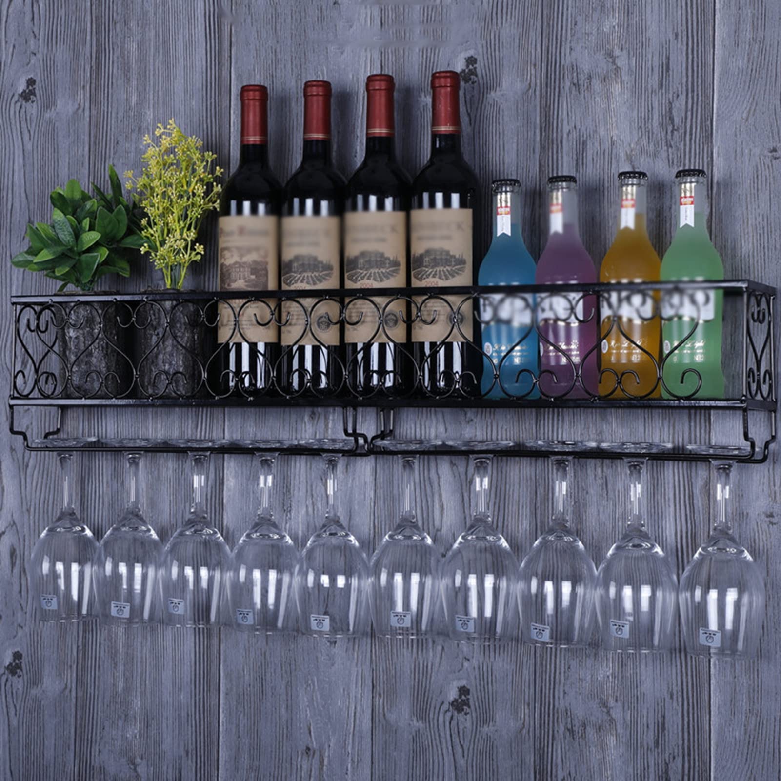 Étagère à vin flottante avec porte-verre pour un rangement mural suspendu élégant