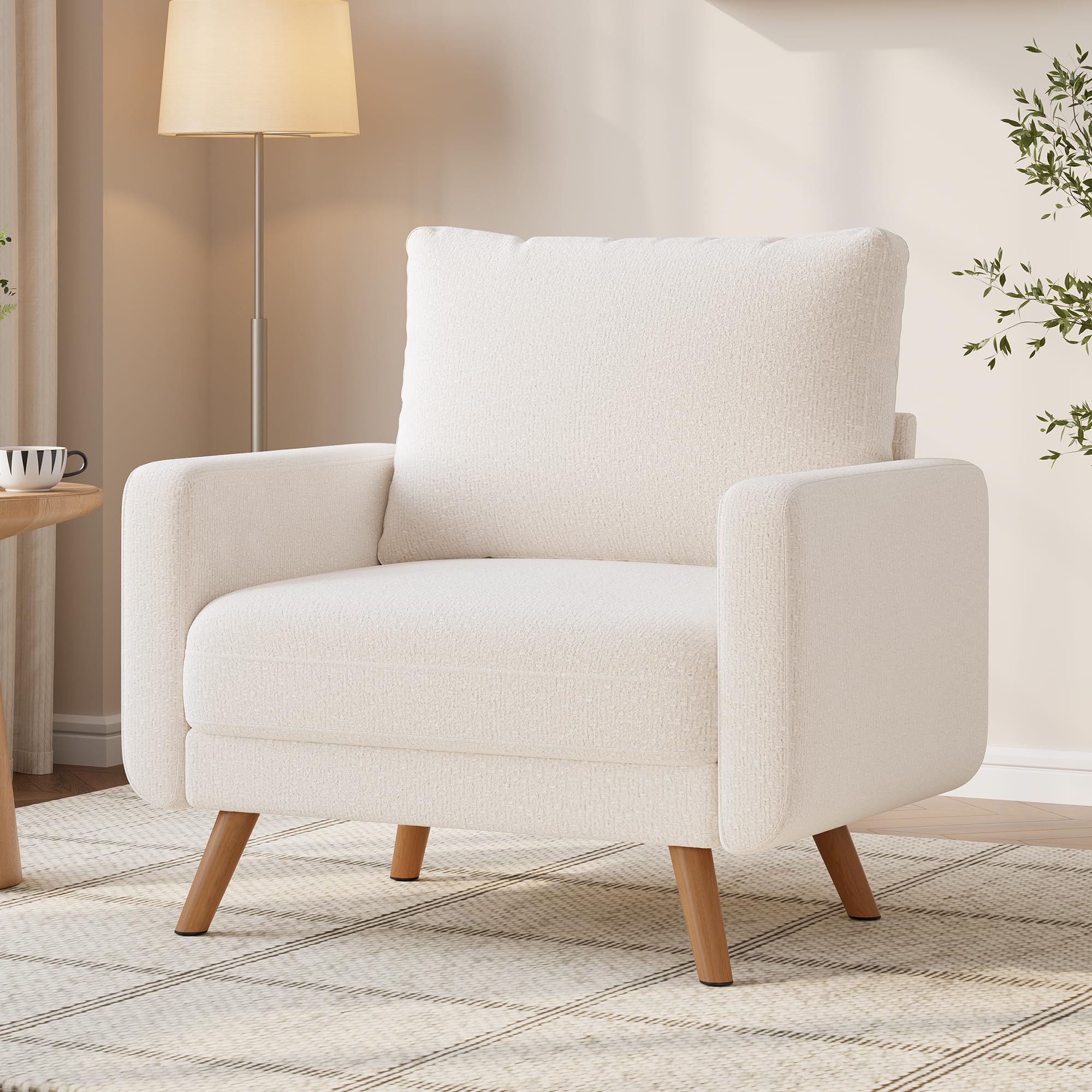Oversized Armchair, Mid Century Accent Chair with Spring Cushion, Chenille
