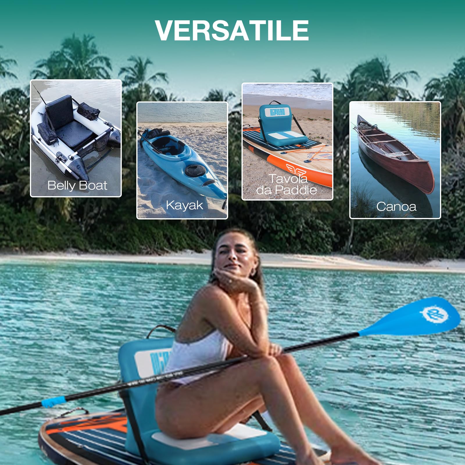 Niphean Sedile SUP Gonfiabile con Supporto Posteriore, Sedile per Sup Robusto per Tavole Gonfiabili, Canoa, Barca, Kayak, Adulti e Bambini, Non Sono Necessarie Cinghie, Semplice Confortevole