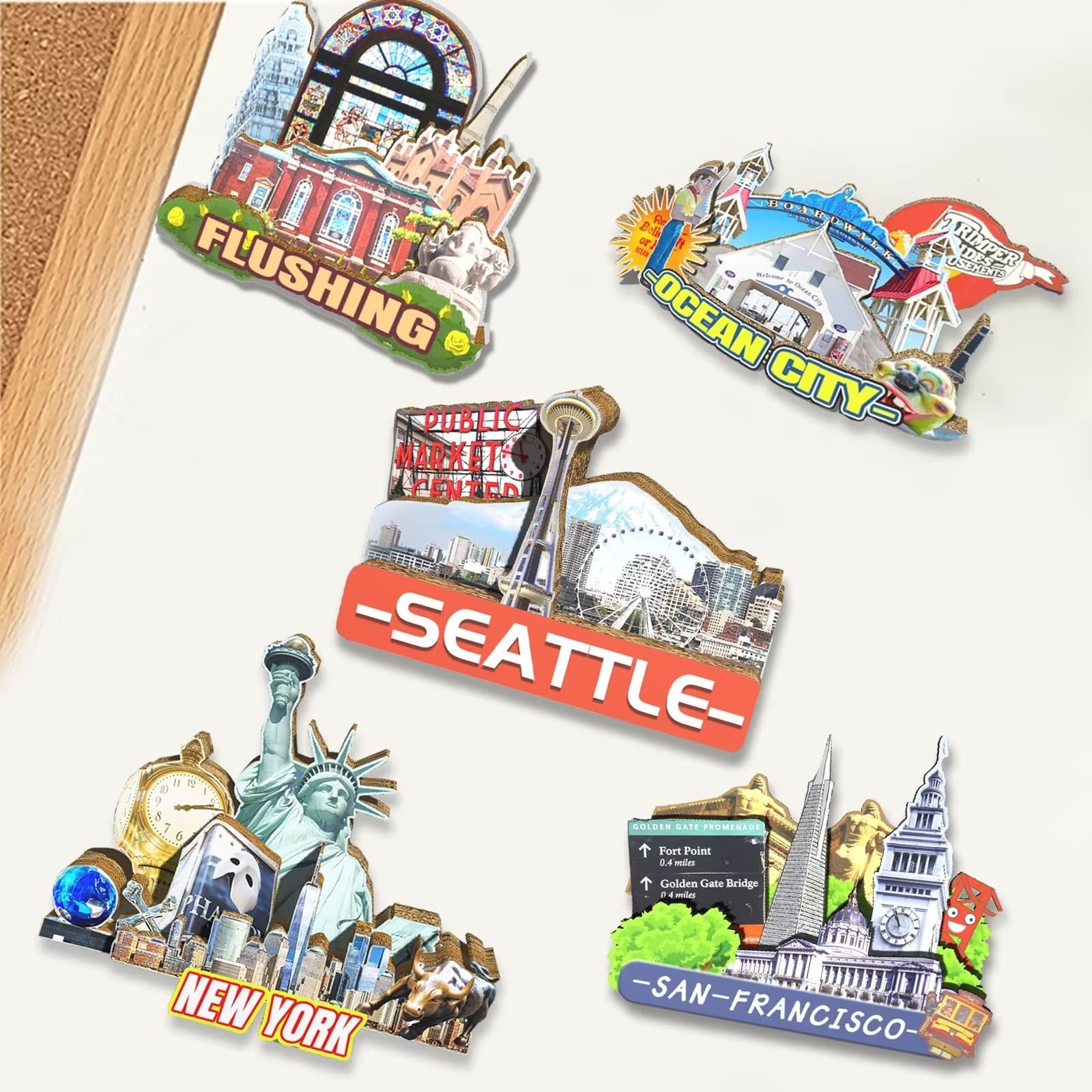 Imán De Nevera De Seattle USA - Diseño 3D En Madera, Recuerdo De Viaje, Decoración Personalizable