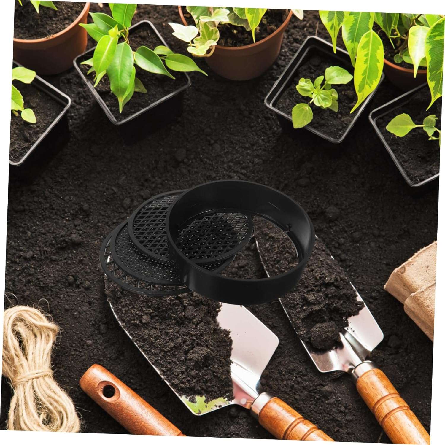 Holibanna 3sets Soil Sieves Interchangeable Mesh Sifting Tools for Gardening Soil Sifting and Rock Filtering for Beach Play and Gravel Sorting
