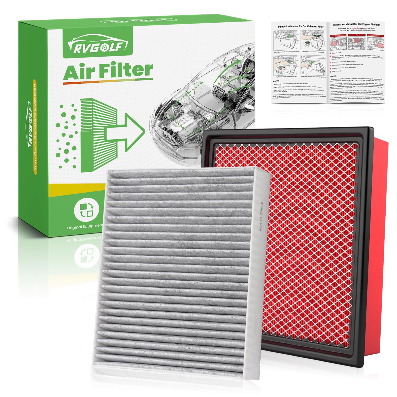 Engine+Cabin Air Filter Fit for 2018-2026 Ford Expedition, 2015-2026 F-150