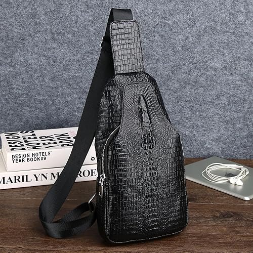 Miniatura 2 de Leather Sling Bag Hiking Daypack for Men Women Outdoor Travel Camping Fishing Business Crossbody Shoulder Chest Pack