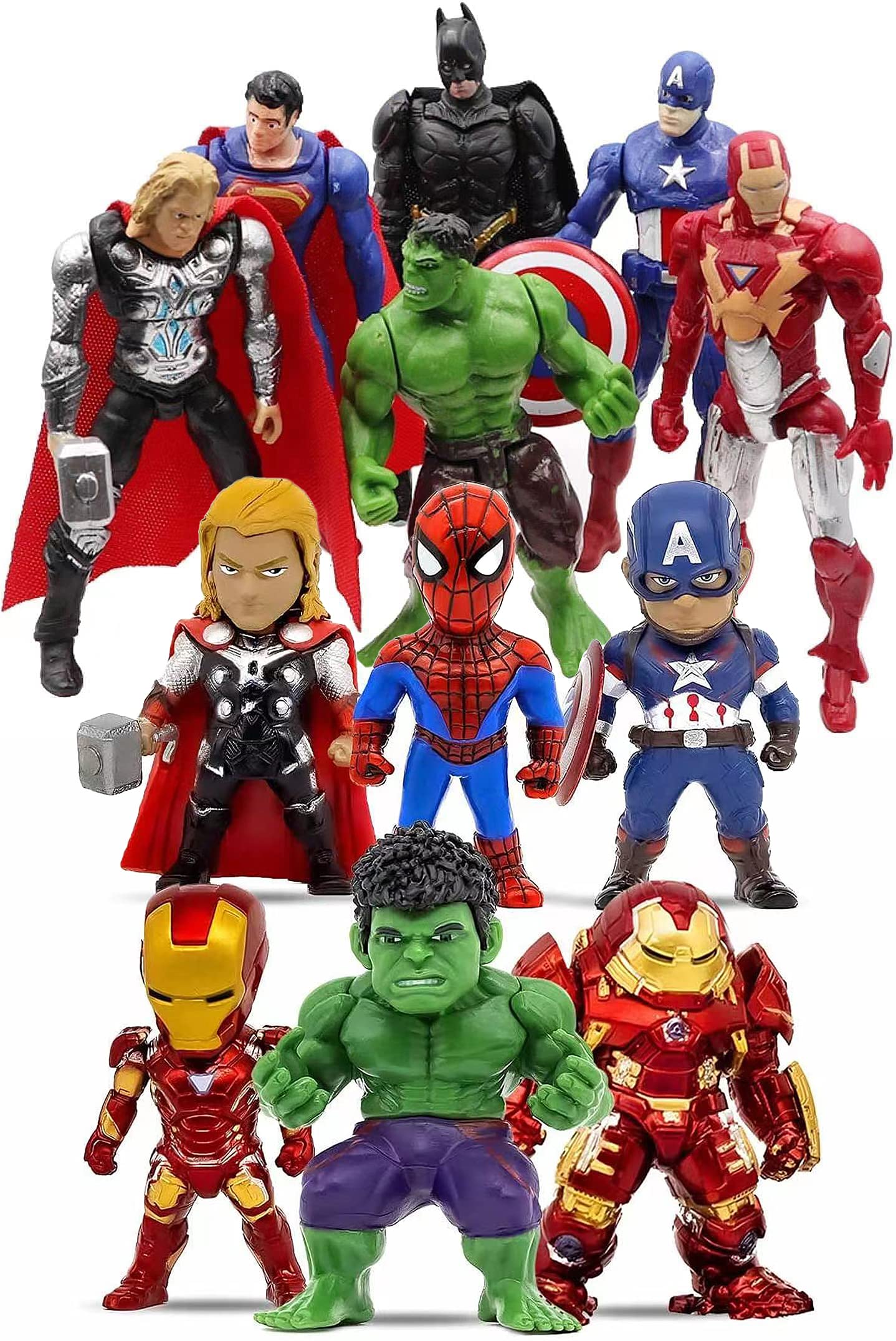 12 pcs Ultimate Superhero Action Figures Set – Collectible Models 4 inch Tall, Exclusive Adventures Super Hero Set, Holiday Toy Gift for Kids, Figure Cake Topper…