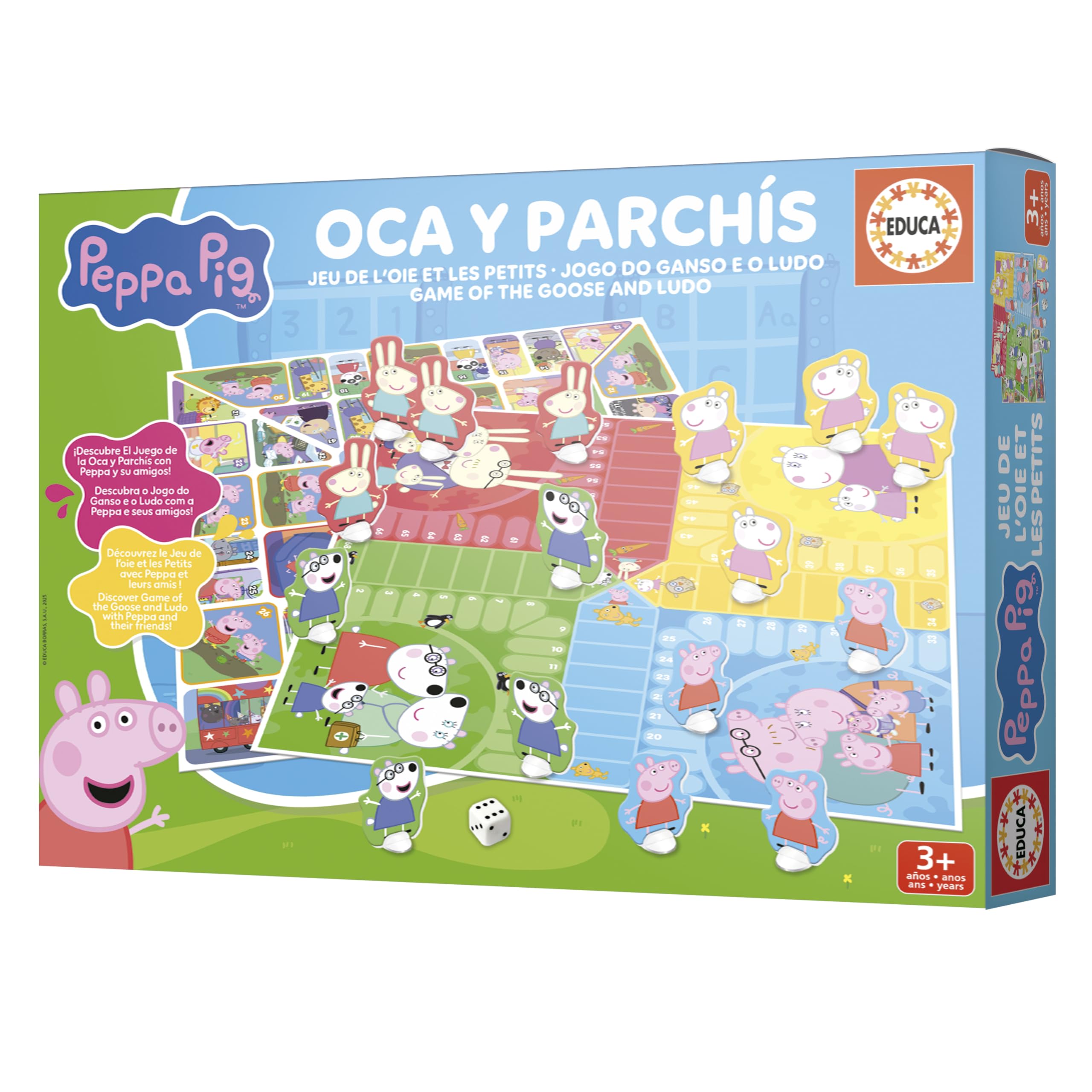 Educa - Jeu de société Peppa Pig et l'Oie pour Enfants 4 Ans. Comprend 16 Figurines 3D. À partir de 4 5 6 Ans (20437)