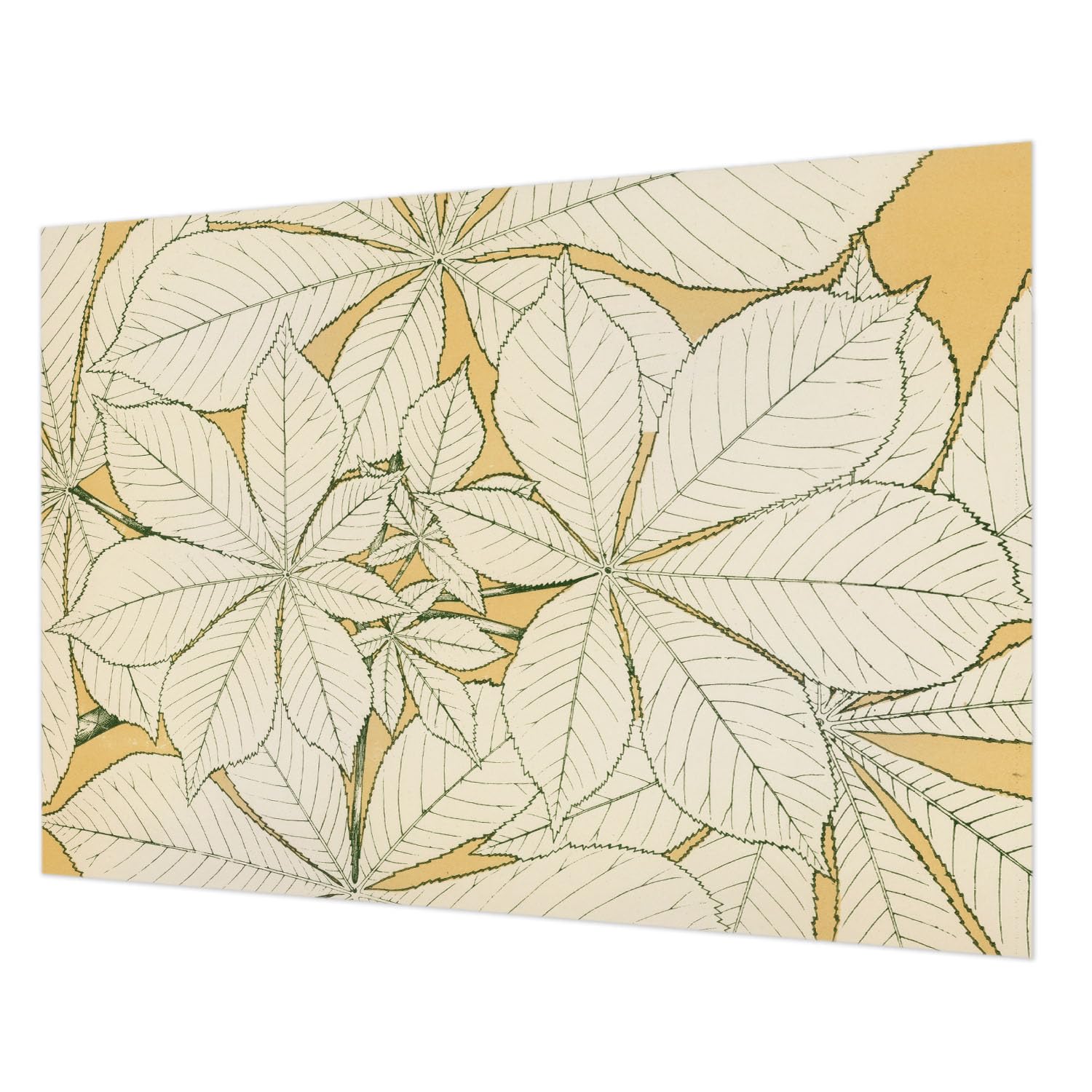 Revêtement mural intissé haut de gamme au motif feuilles de châtaignier