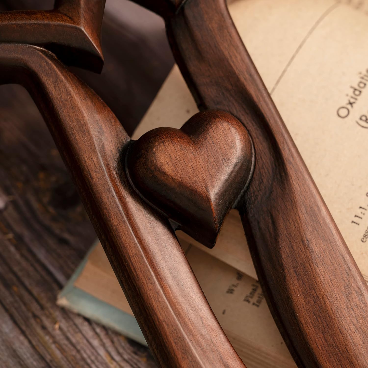 BGCOPPER Marriage Cross for Wall Love Wall Decor, Handmade Wooden Intertwined Heart Wall Cross for Wedding Valentine Christmas Gift - 14 Inch