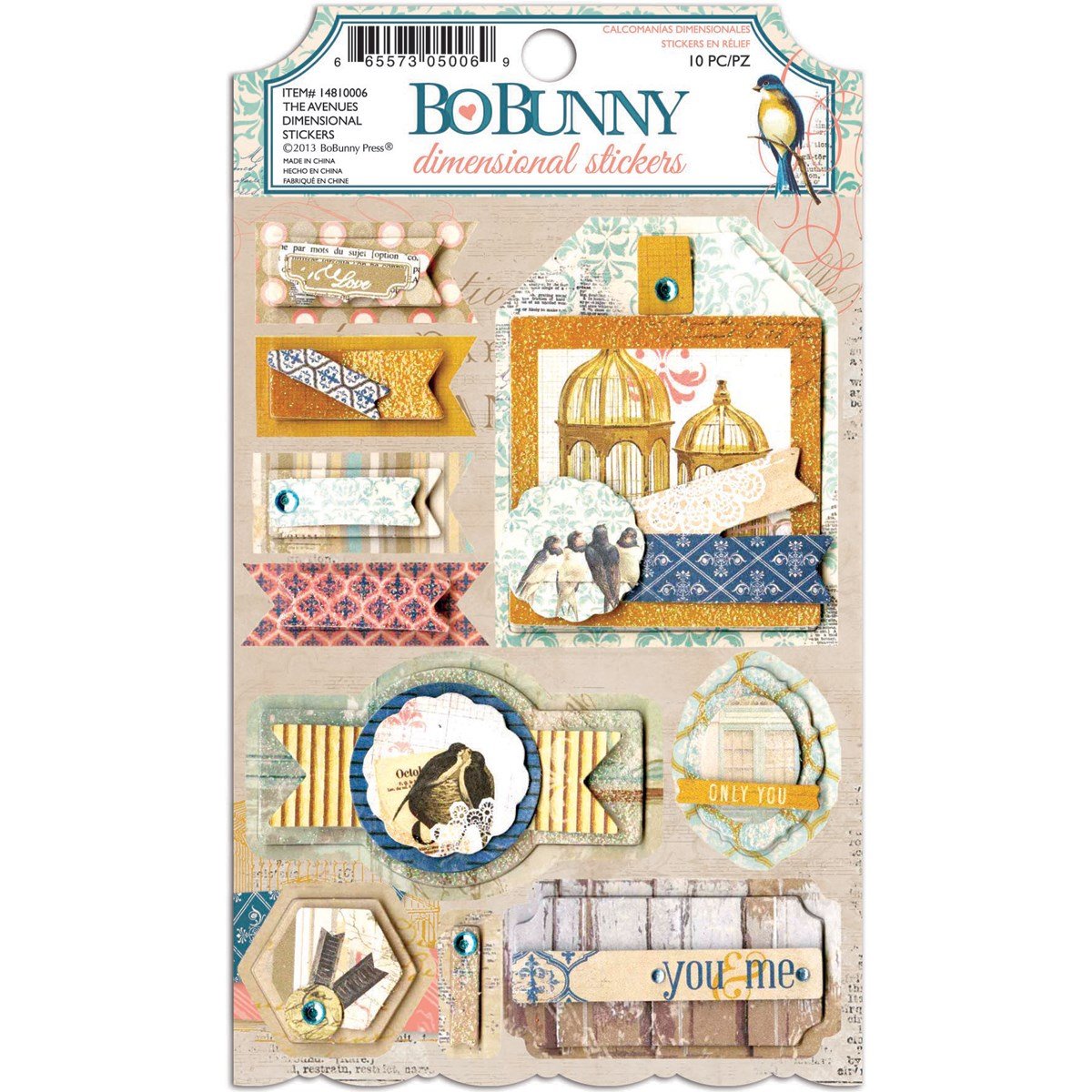 BoBunny The Avenues Dimensional Sticker, Pack of 10,