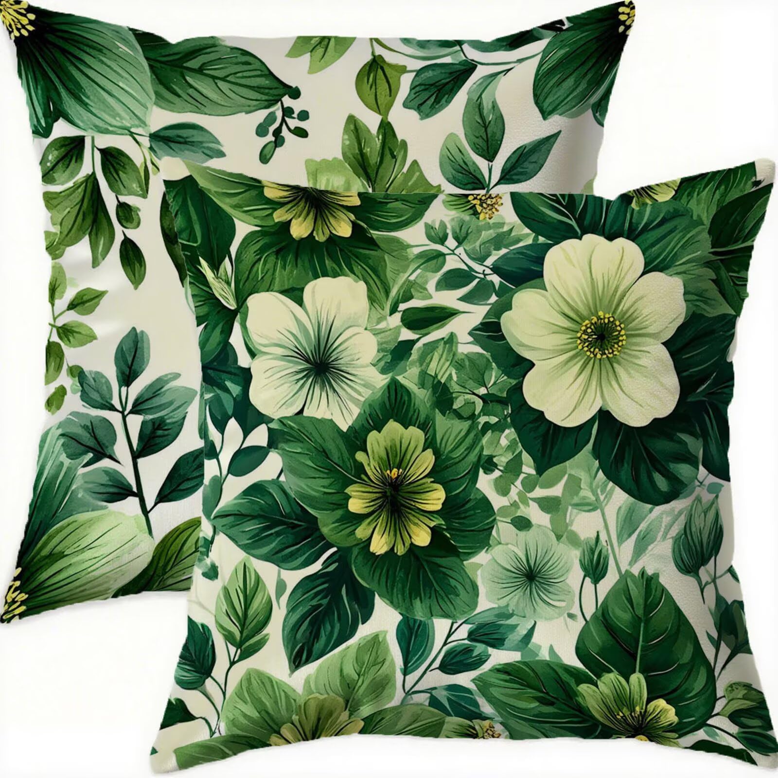 Housse coussin 60x60cm velours vert lot de 2 imperméable vintage D391