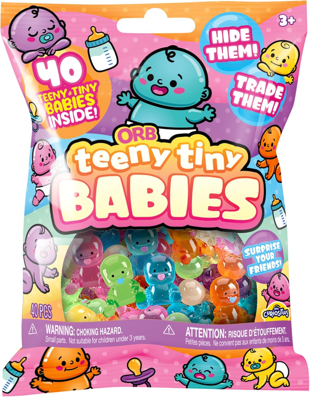 ORB Teeny Tiny Mini Babies Toys 40 Pack - 40 Colorful Tiny Resin Babies to Hide, Trade, Surprise, Decorate, and Play - Perfect for My Water Broke Baby Shower Game, Hide and Seek, King Cake, Classroom