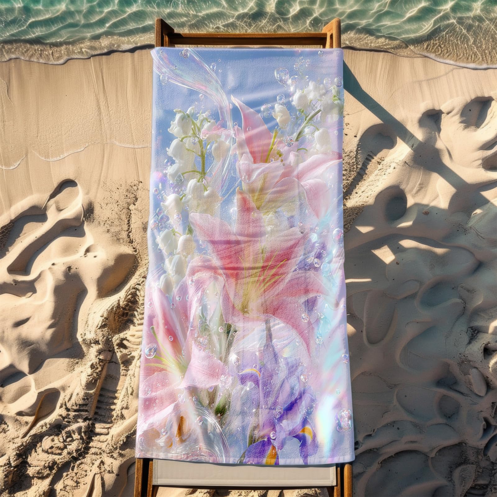 Générique Serviette Microfibre Plage Fleurs Roses