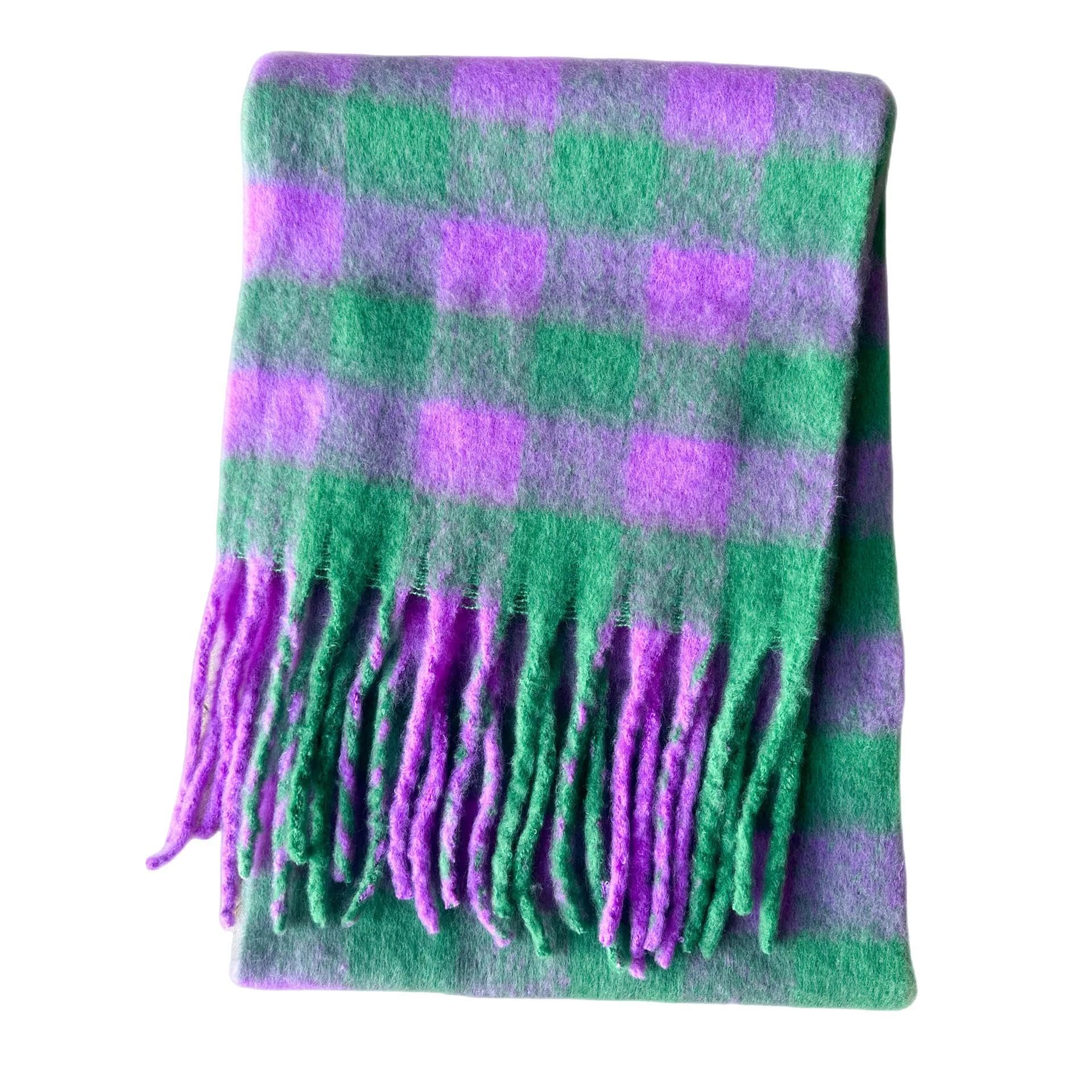 Schals Tücher Halstuch Scarf Klassischer Karierter Schal Mit Quaste, Dicker Schal Mit Rautenmuster, Langer Strickschal Für Damen Im Winter