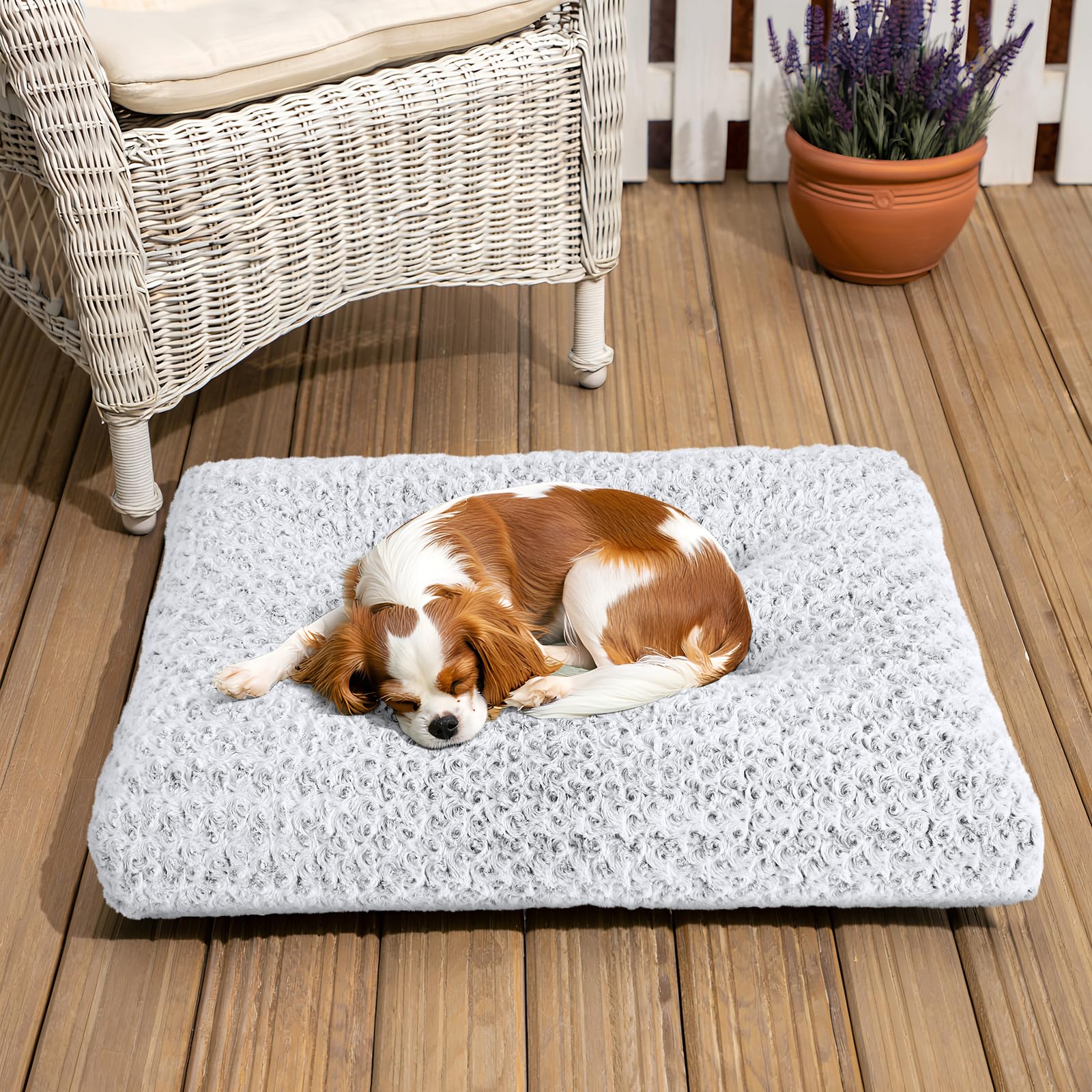 Homaxy Cama para perros grandes, mullida, ergonómica, lavable, con parte inferior antideslizante, para perros grandes, 120 x 74 x 10 cm, color blanco