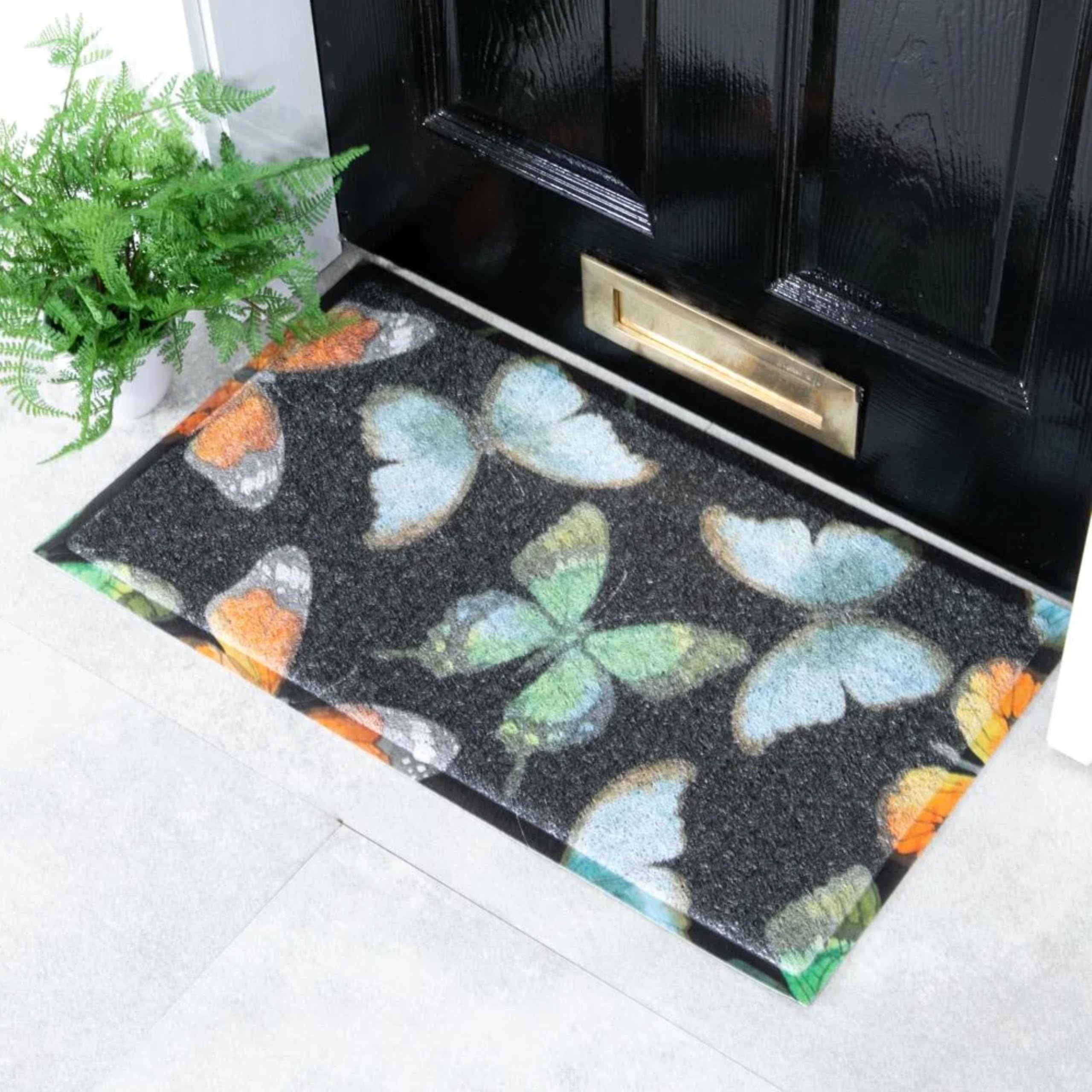 Artsy Mats Watercolour Butterfly Pattern Indoor & Outdoor Door Mat - Incredibly & Weatherproof Doormats - Non Slip Mat, (70x40 cm)