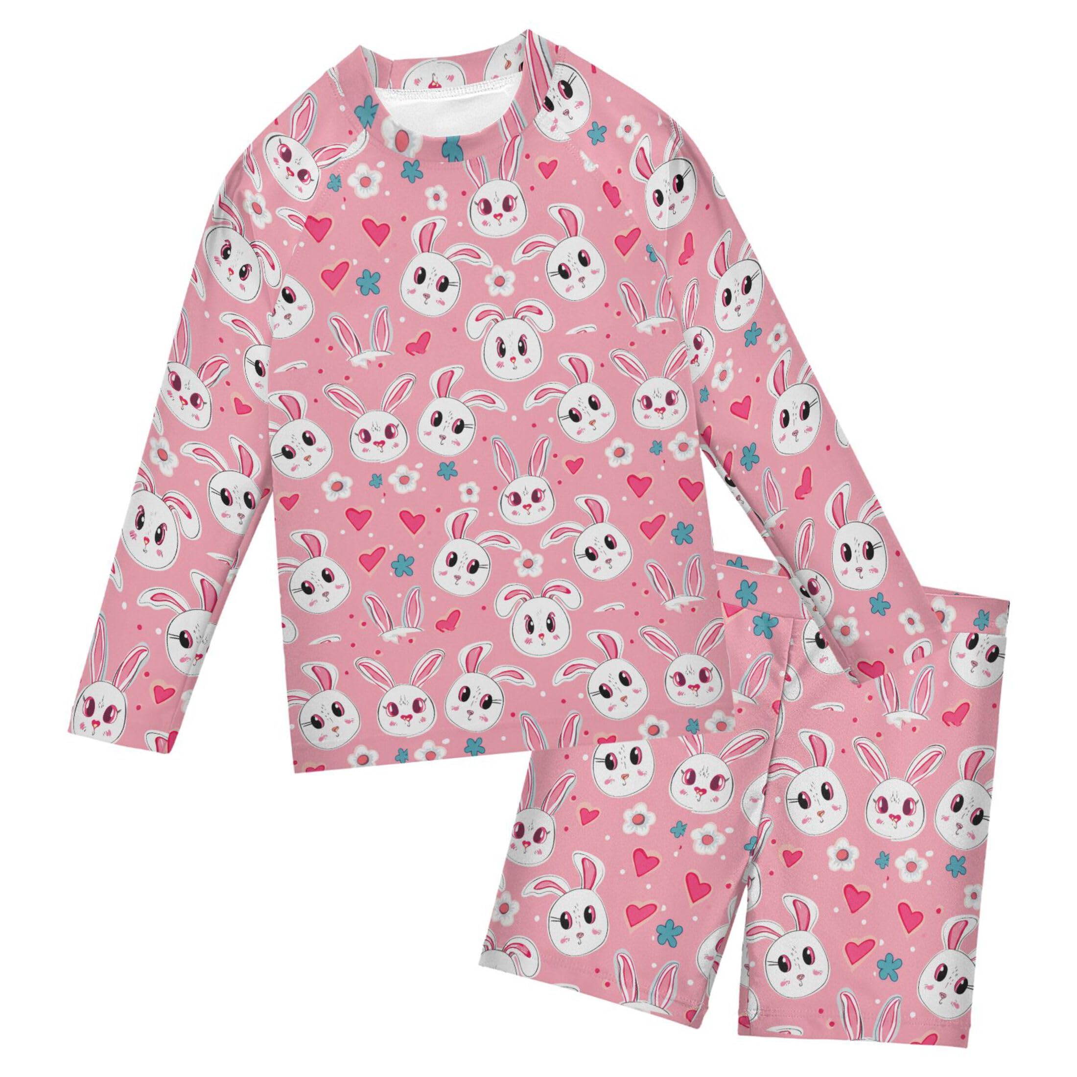 Happy Easter Cute Bunny Rabbit Toddlers and Baby Boys' Swimsuit Trunk and Rashguard Set B0405065