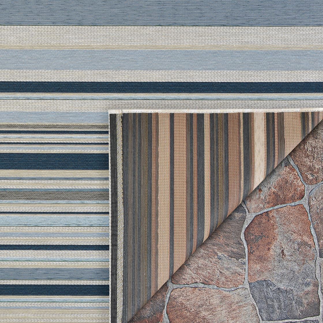 Couristan Dolce Indoor Outdoor Patio Rug - 9'8" x 13'6" Rectangle, Transitional Striped Nautical, Pet-Friendly Low Maintenance Rug for Patio, Deck, or Living Room Home Decor