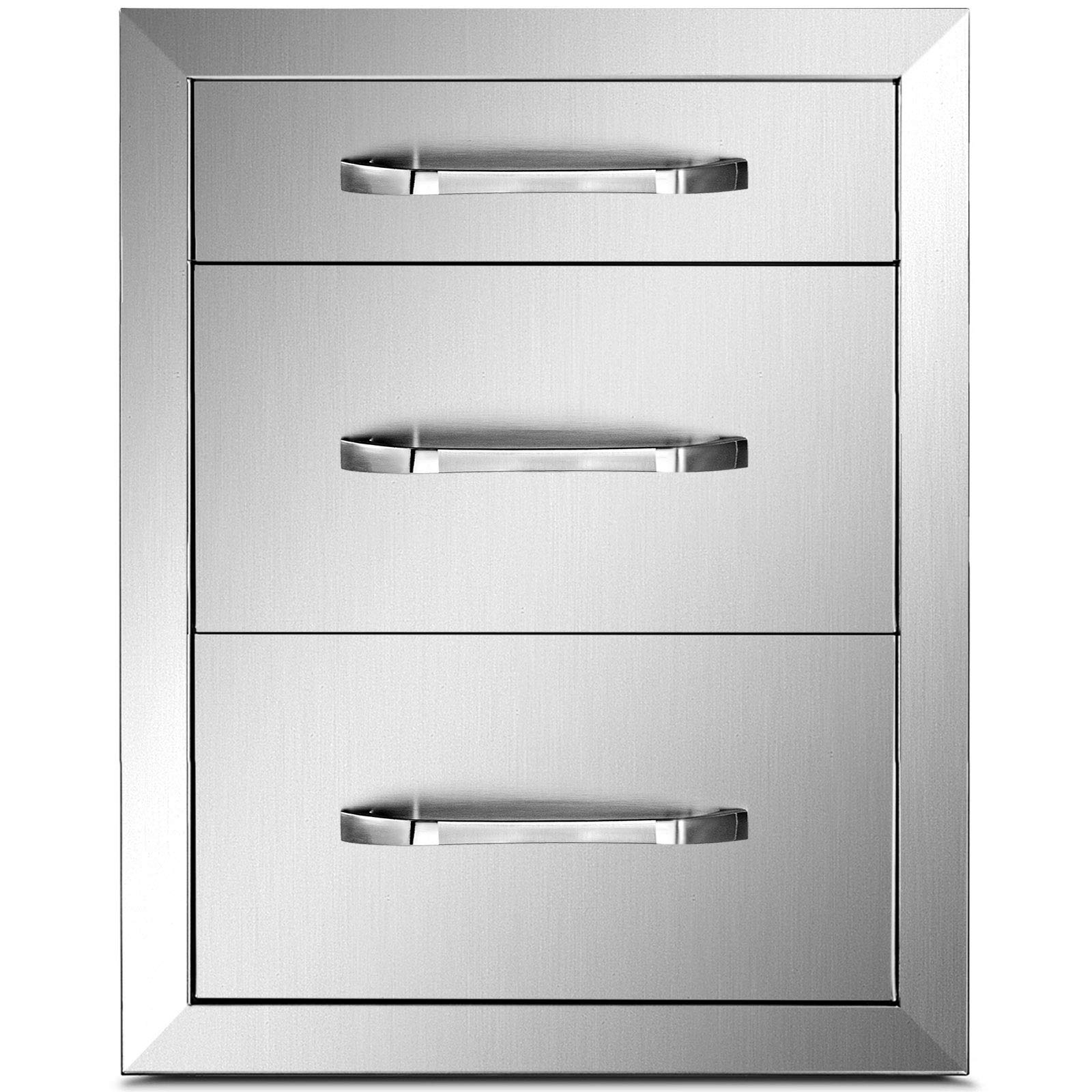 Mophorn 14x20.3 Inch Outdoor Kitchen Drawers Stainless Steel, Flush Mount Triple Drawers, 14W x