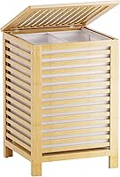 Vista 1 de SMIBUY Cesta de lavandería doble con tapa, cesta de lavandería de bambú de 120L con bolsa interior extraíble, clasificador de ropa de 2 secciones