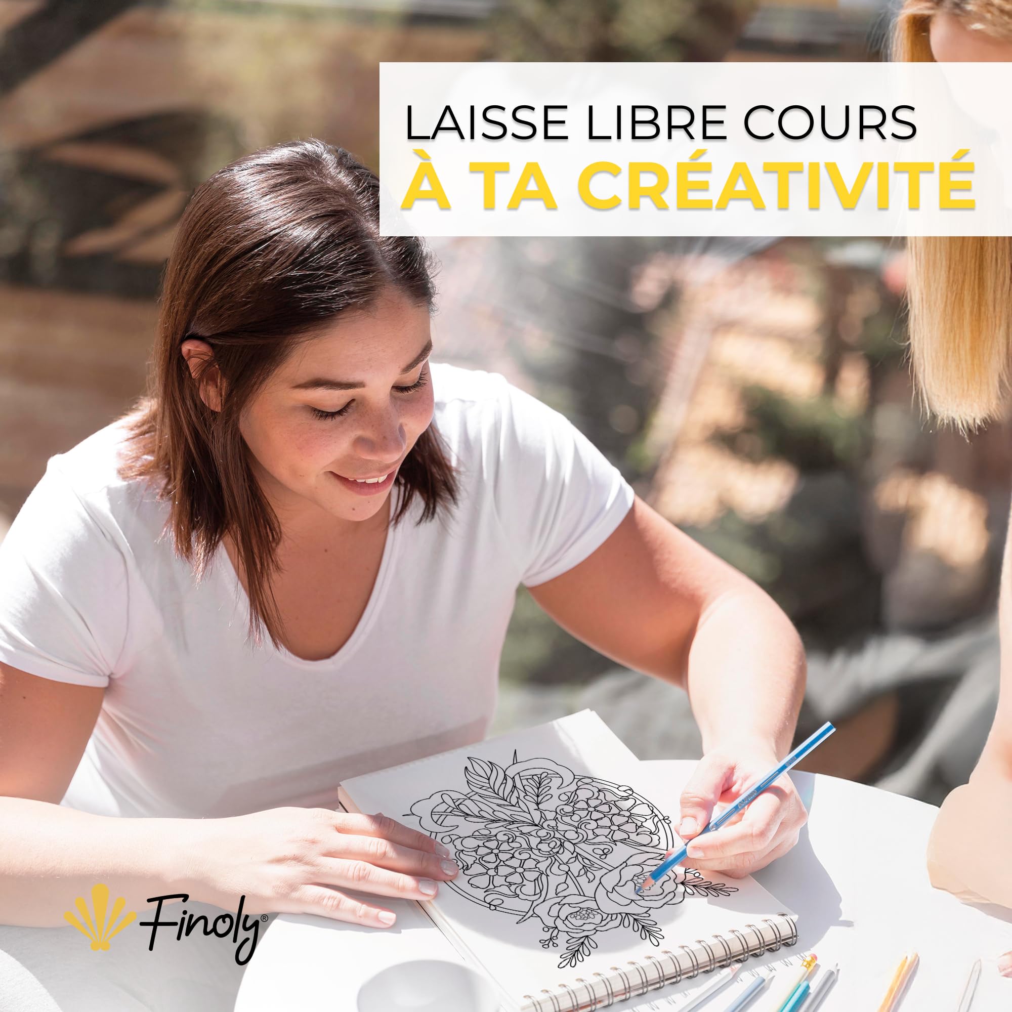 Finoly Livre Coloriage Adulte Fleurs A4 Réduit le Stress | Mandalas a Colorier Adulte Débutants et Confirmés | Coloriage Mandala Adulte Mindfulness Anti Stress Encre qui ne Transperce Pas (Jour)