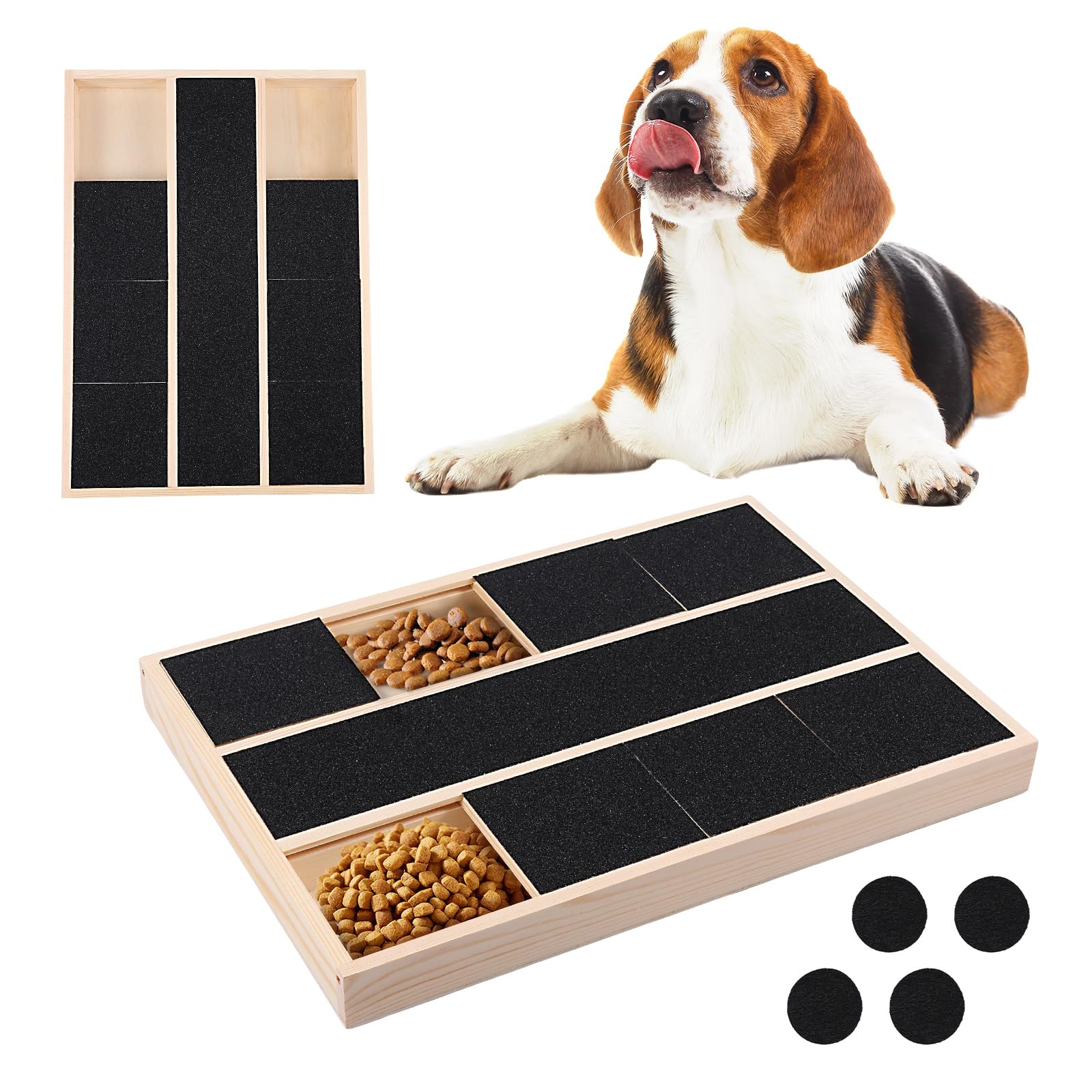 Eyoulife Dog Nail Scratch Board with Treat Box, Stress Free Dog Nail File Board, Wooden Puppy Nail Grinding Pad, Scratching Boards for Large and Small Dogs, 6 Frames 13.78x9.84x1.37inch (6 Frames)