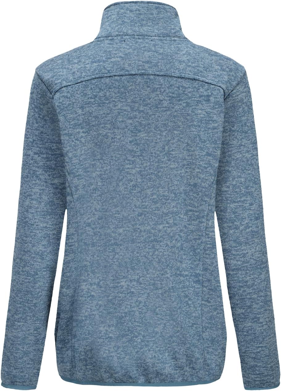 Dolcevida Women's Long Sleeve Sweater Fleece Zip Up Speckled Jacket with Pockets - Image 3