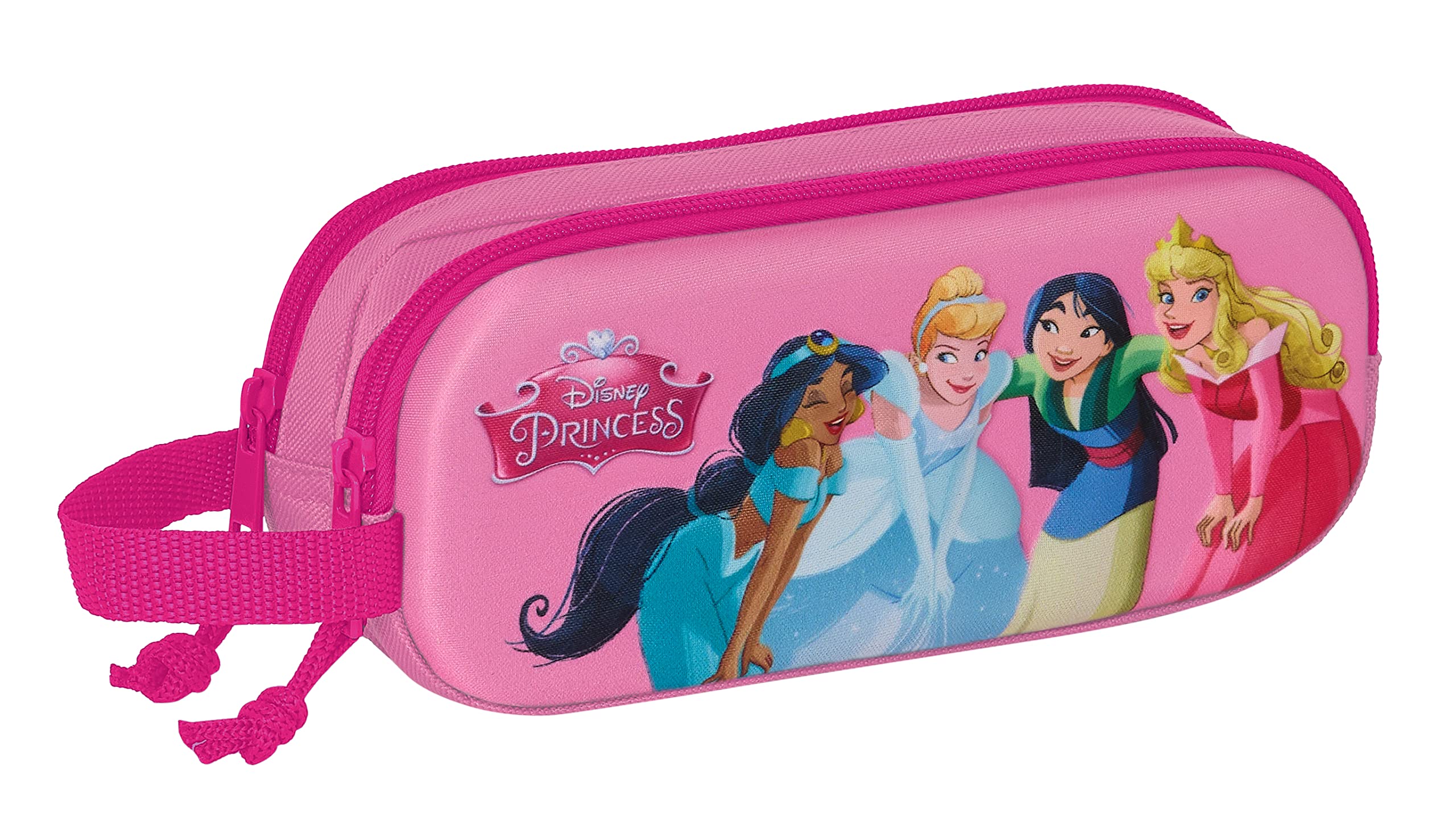 safta PRINCESAS Disney Double 3D Pencil Case, Children's Pencil Case, Ideal for School Ages, Comfortable and Versatile, Quality and Strength, 21 x 6 x 8 cm, Pink, Pink, Estándar, Casual