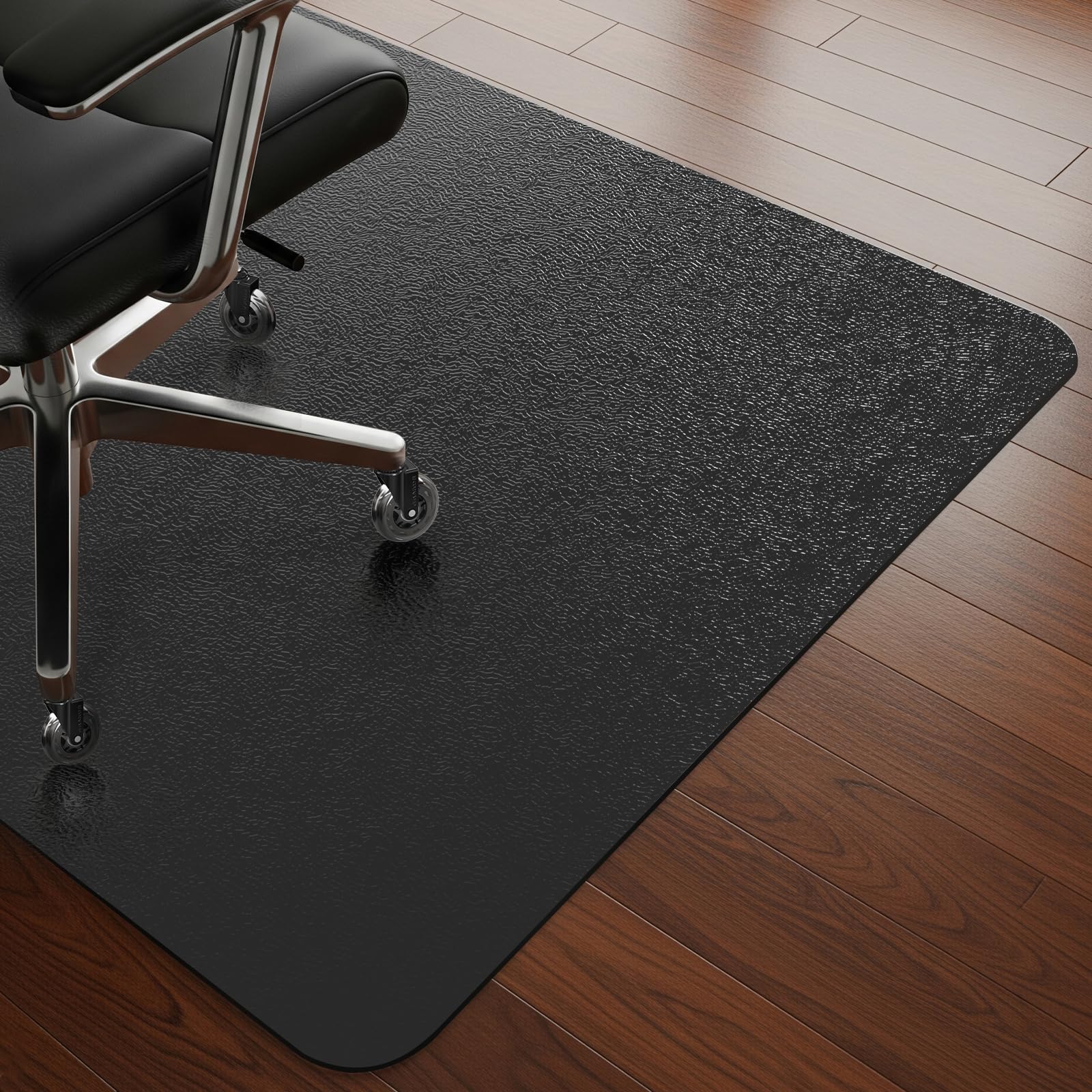 COSYLAND Mata Ochronna pod Krzesło Biurowe 120 x 150 cm – Podkładka pod Krzesło do Biurka – Wytrzymała Mata z PVC, Odporna na Zarysowania – Do Paneli, Parkietu i Twardych Podłóg – Czarna