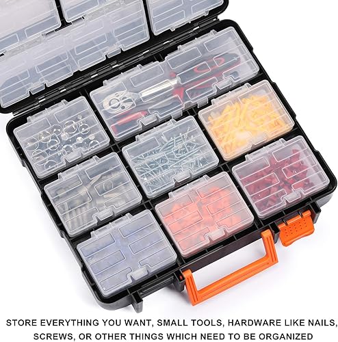 Miniatura 6 de MIXPOWER Caja de herramientas de 16 secciones desmontables de 13.5 pulgadas, caja de herramientas extraíble, doble cara, excelente caja para