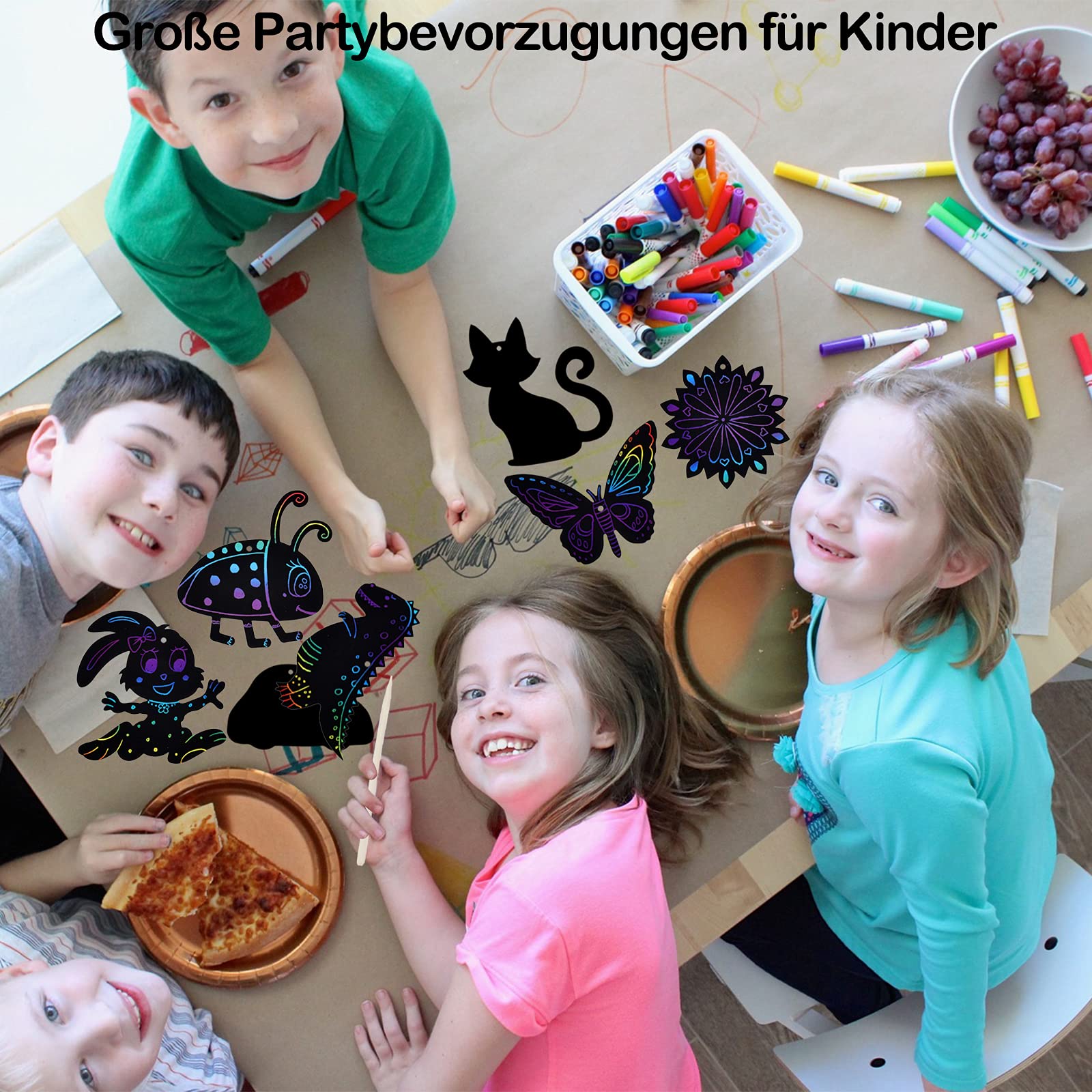48 szt. obrazków do zdrapywania, zestaw dla dzieci, magiczny tęczowy papier do zdrapywania, pisak do zdrapywania, do rysowania na oknie, do majsterkowania, na imprezę, jako prezent na urodziny, imprezę, "zrób to sam"
