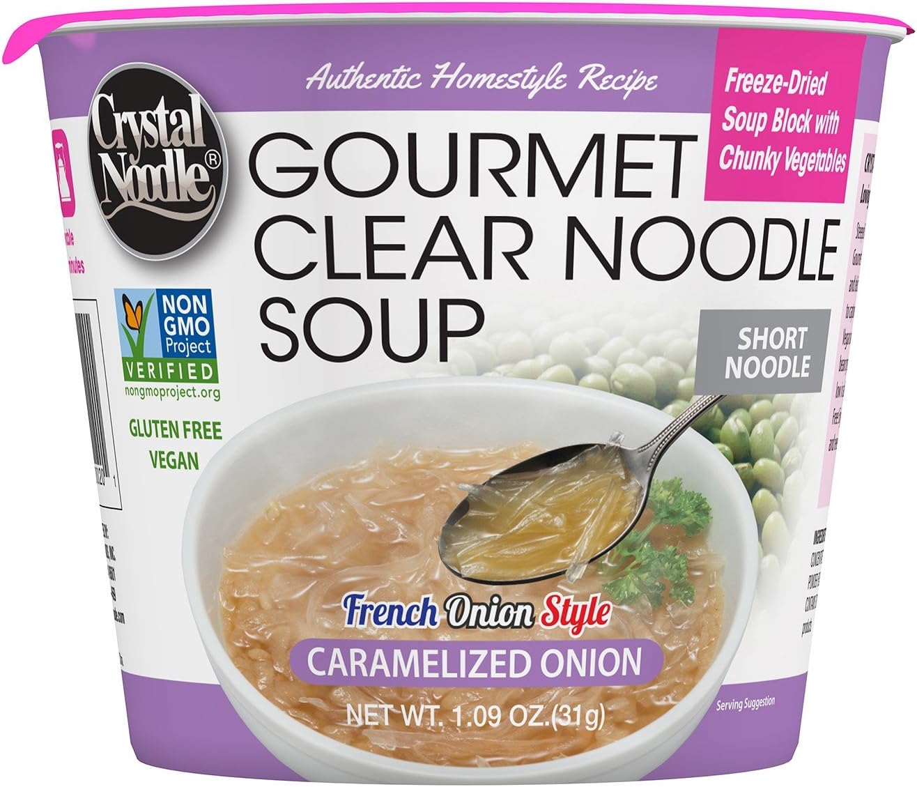 Crystal Noodle Non-GMO Soup, Caramelized Onion, 1.09 Ounce (Pack of 6)
