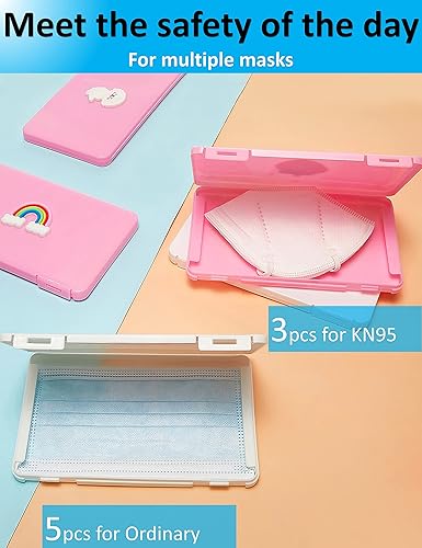 Miniatura 3 de Funda para mascarilla, soporte para cubrebocas, puede almacenar 5 unidades, caja de almacenamiento portátil reutilizable de dibujos animados, regalo