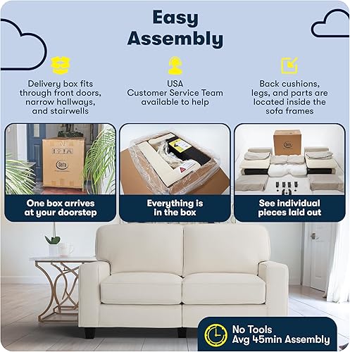 Miniatura 11 de Serta Palisades Sofás Tapizados para Sala, Sofá de Diseño Moderno, Tela, Bronceado Beige Bronceado,Beige,Marrón,Alforfón Beige,Marrón (Chestnut