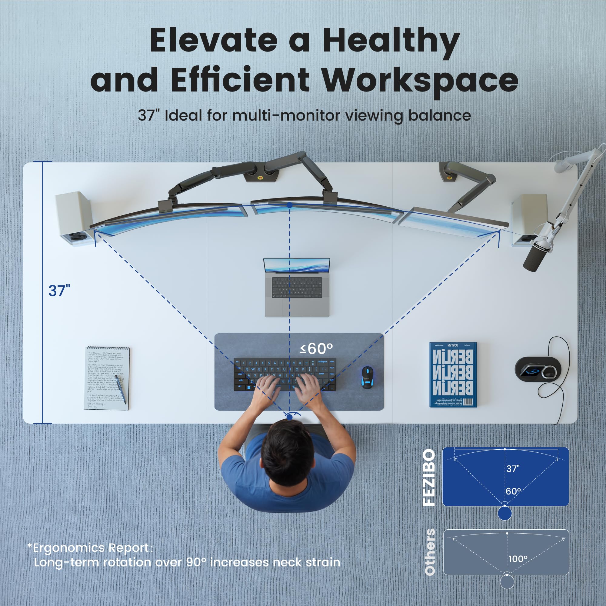FEZIBO 71 x 37 Inch Electric Standing Desk with Integrated Dual-Beam Height Adjustable Computer Desk for Home Office — view 4