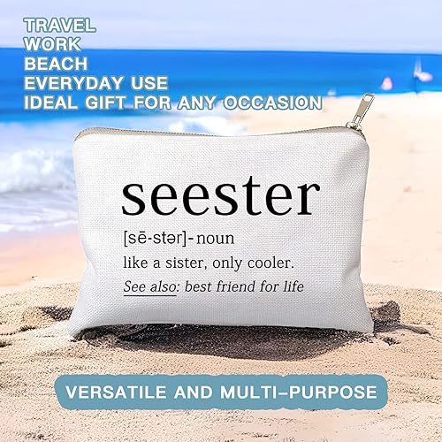 Miniatura 4 de Seester Like A Sister Only Cooler Seester Definition Funny Sister Cosmetic Bag Best Friend Gift Bestie Makeup Bag Funny Saying Travel Bag Best