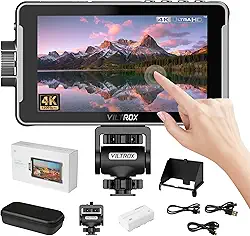 VILTROX Monitor De Campo Com Câmera Touchscreen Dc-550 De 5,5 Polegadas, 4K Hdmi, 1200 Nits, Monitor De Câmera Com Bateria, Protetor Solar, 3D Lut, Assistência De Foco De Pico, Ângulo De Visão Ampl