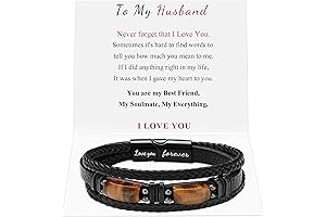 Mens Black Braided Tiger Eye Leather Bracelets Gifts for Him