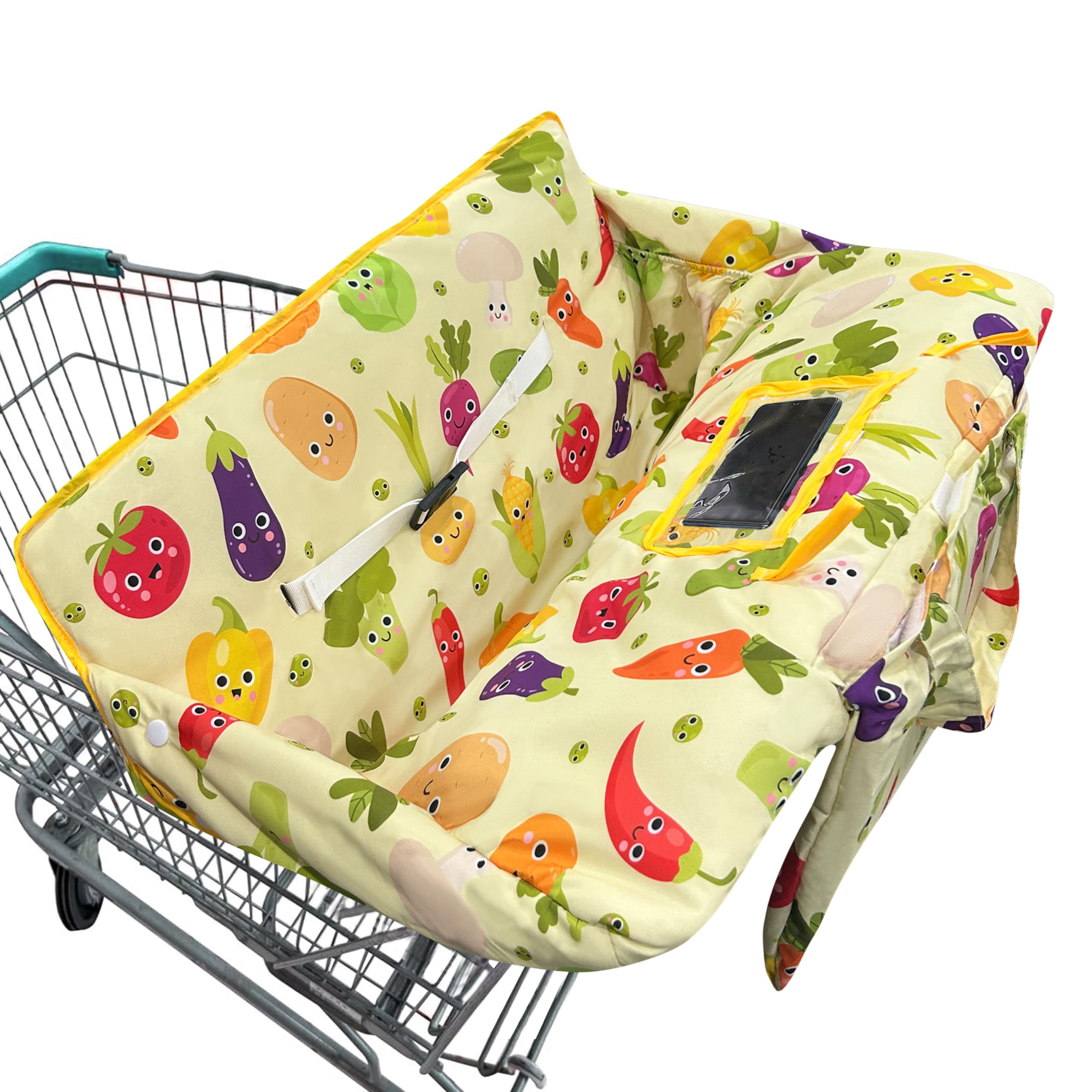 Shopping Cart Cover for Baby,2-in-1 Baby Cart Covers with Portable Cloth Bag Cart Seat Pad for Babies Grocery Cushion Cover Restaurant,Suitable for